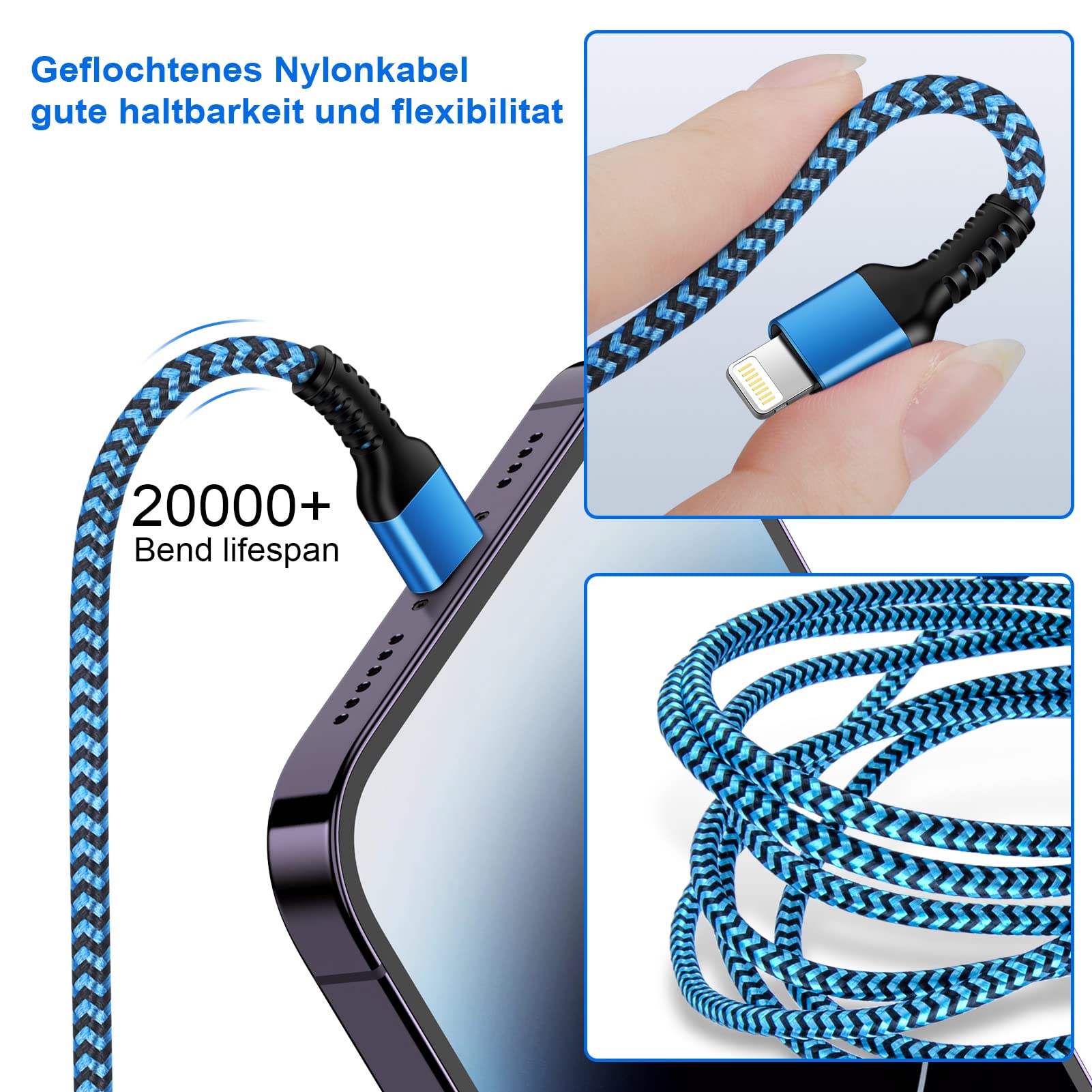 2 in 1 Multi Charger Cable - 1.2M Nylon Braided USB C & Lightning Cable for iPhone 16/15/14/13/12/11, Samsung Galaxy S24/S23/S22/A13/A54 - Fast Charging & Durable Design for Home, Office & Travel