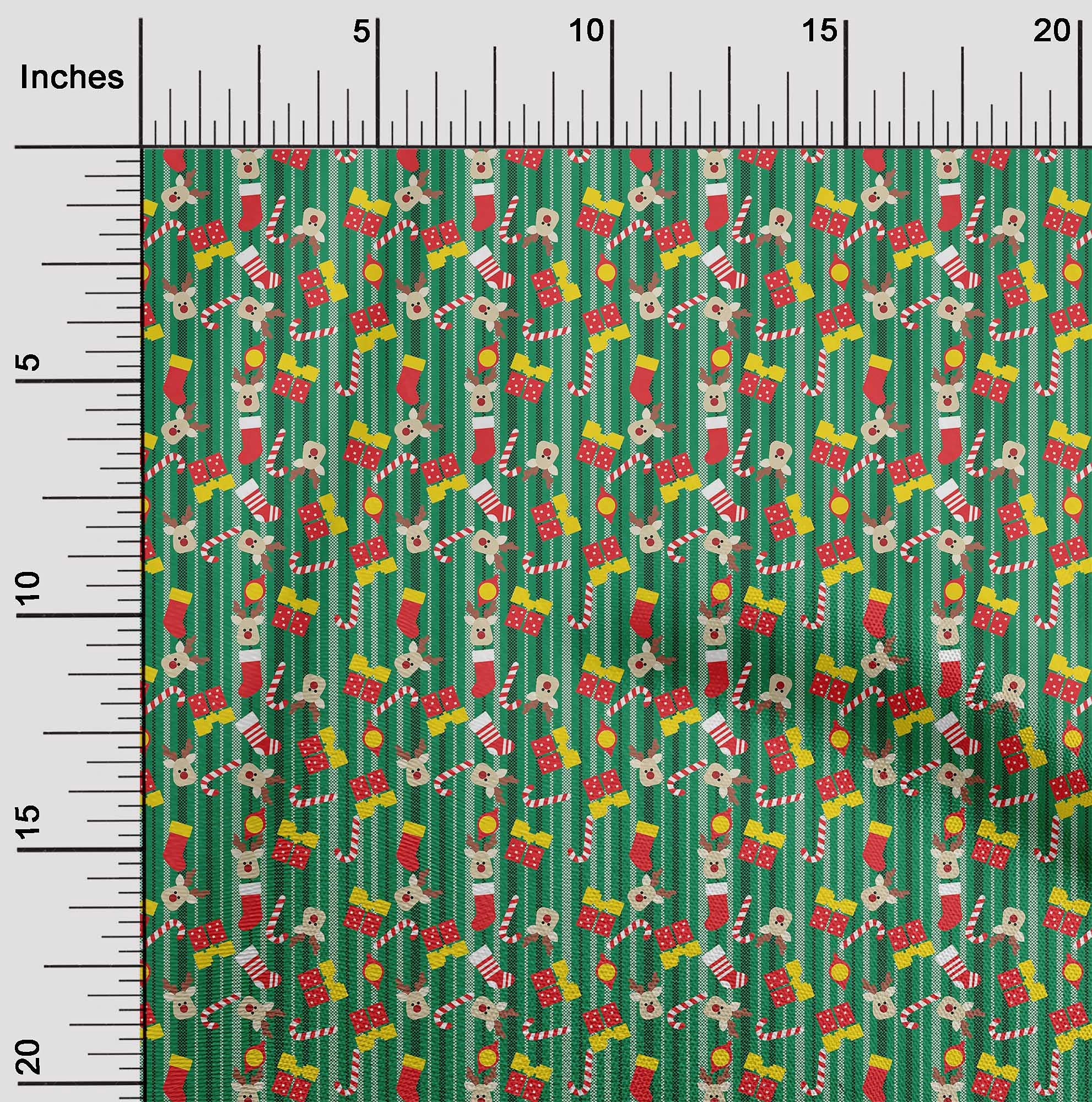 oneOone Polyester Spandex Jewel Green Christmas Fabric - 56 Inch Wide Printed Craft Material for Sewing, Quilting & Holiday Decorations | Festive DIY Projects & Seasonal Home Decor