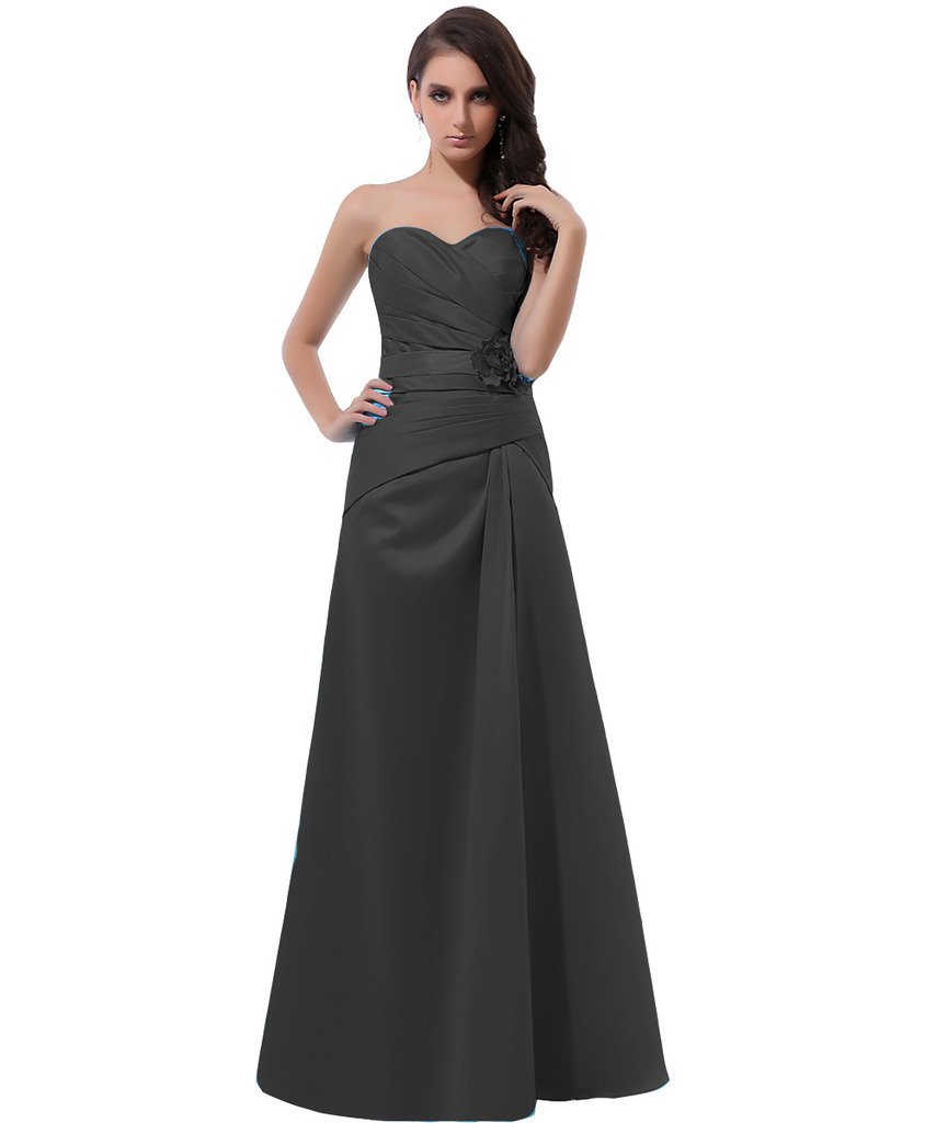 Kivary® Women's Long A-Line Satin Bridesmaid Dress with Sweetheart Neckline & Sash - Perfect for Prom, Weddings & Formal Events