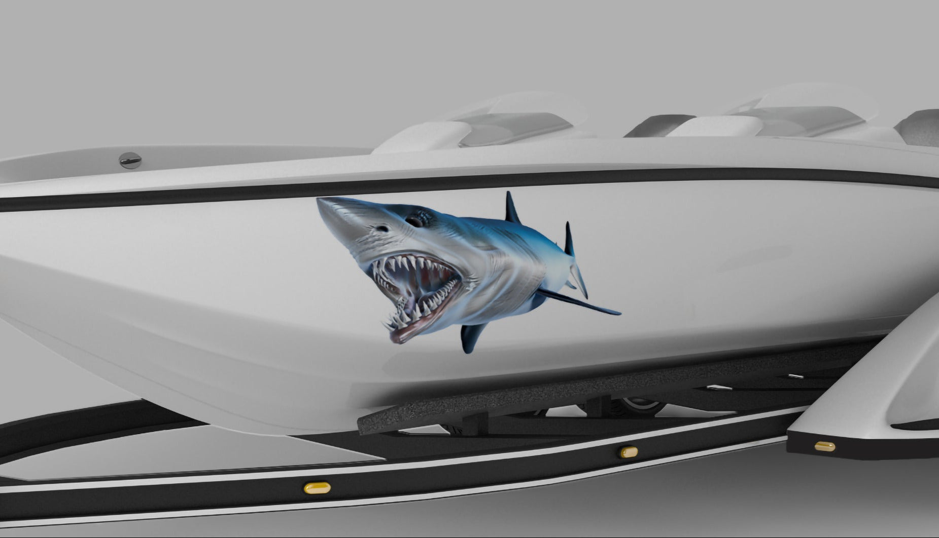 Mako Shark Boat Decal - Aggressive Shark Mouth Bow Graphic Sticker for Boats, Yachts & Marine Vehicles - High-Quality Vinyl Decal for Watercraft Customization