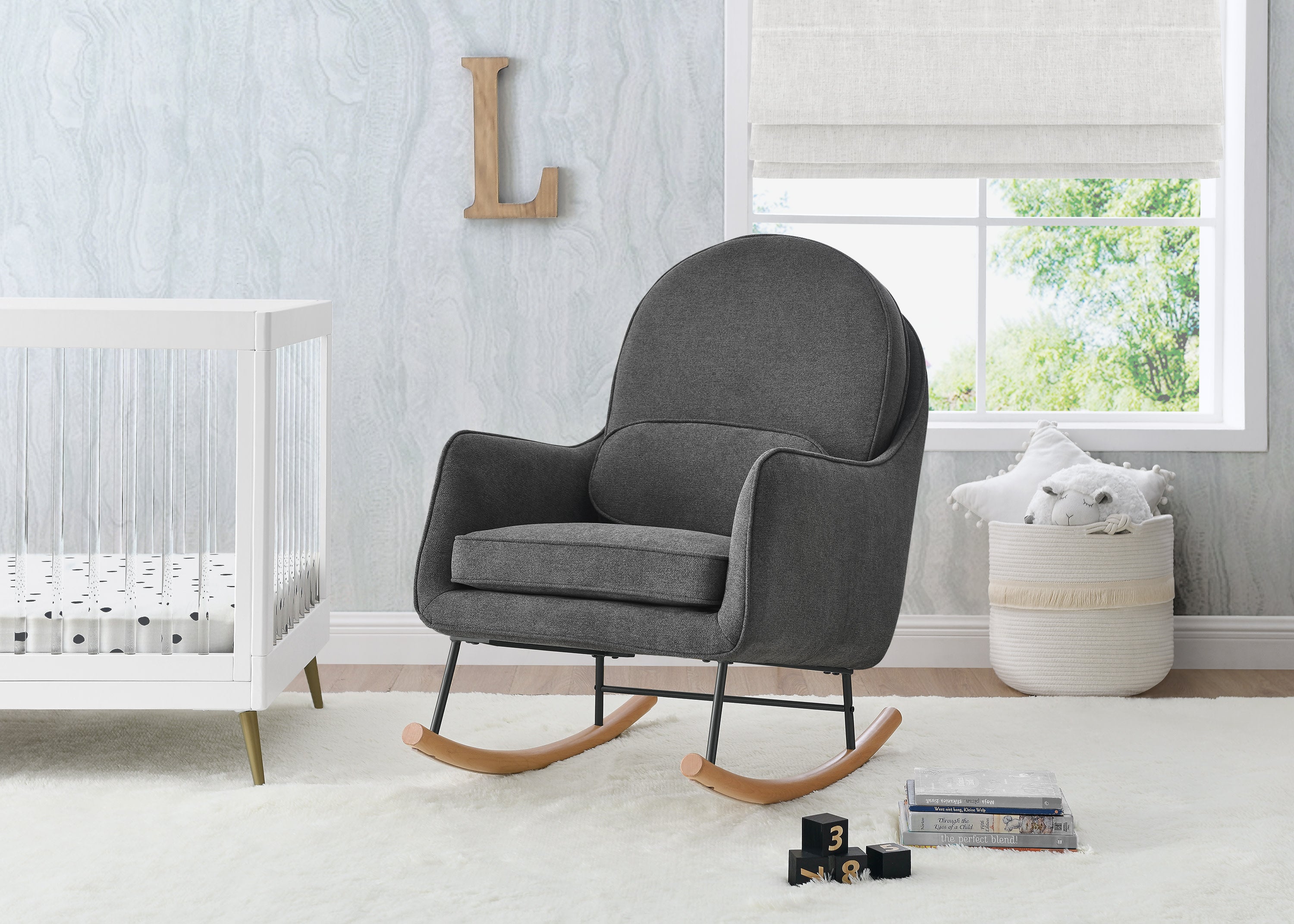 LiveSmart Evolve Fabric Ella Rocker - Comfortable & Stylish Rocking Chair for Living Room, Nursery, or Office Relaxation