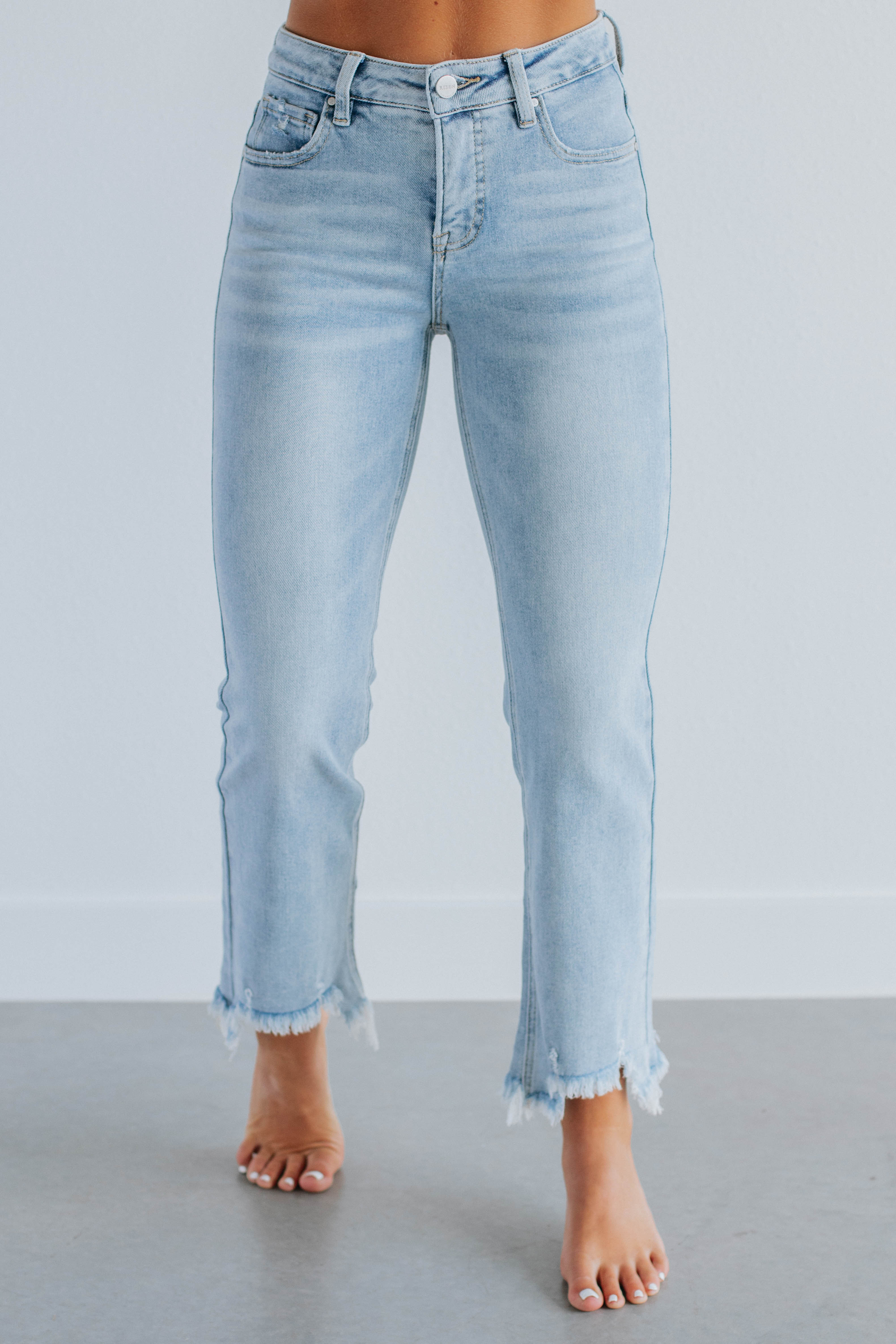 Neona Risen Jeans - Light Wash Distressed Denim for Women | High Waist Slim Fit Stretch Jeans | Perfect for Casual Wear, Date Night & Everyday Outfits