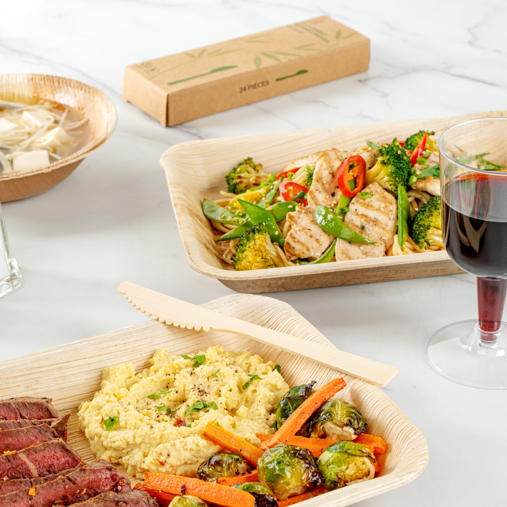 Natural Bamboo Disposable Knives - Eco-Friendly Cutlery Set (24 Count, 7 x 3/4 Inch) - Perfect for Picnics, Parties & Sustainable Dining