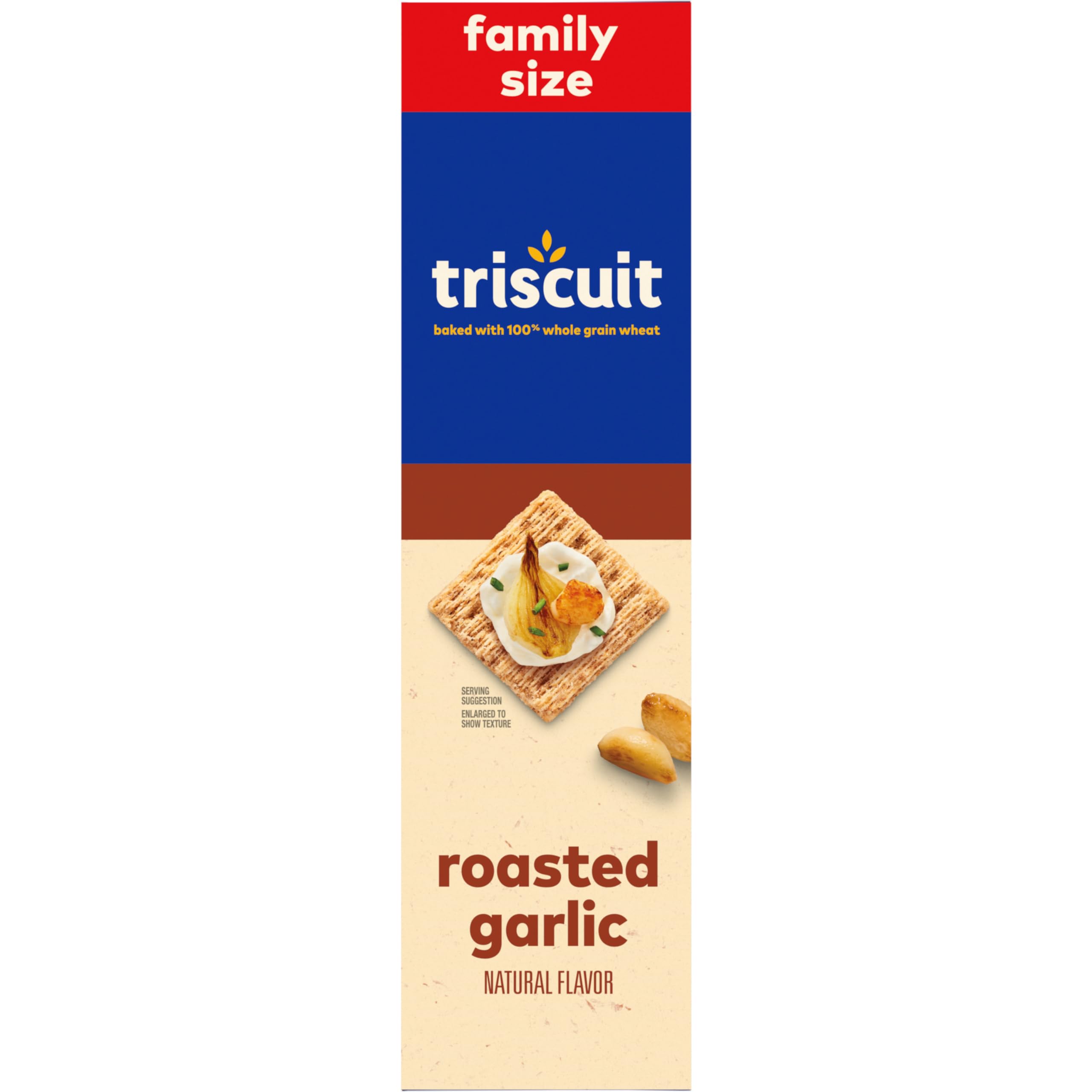Triscuit Roasted Garlic Whole Grain Wheat Crackers - Healthy Lunch Snacks, Bulk Family Size (6-12.5 oz) | Perfect for Office, School & Picnic Snacking