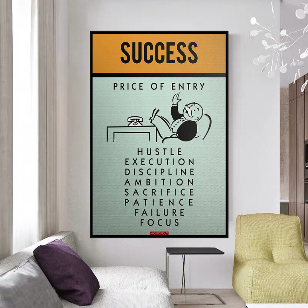 Alec Monopoly Success Price of Entry Playing Card Canvas Wall Art - Pop Art Home Decor for Living Room, Office & Game Room
