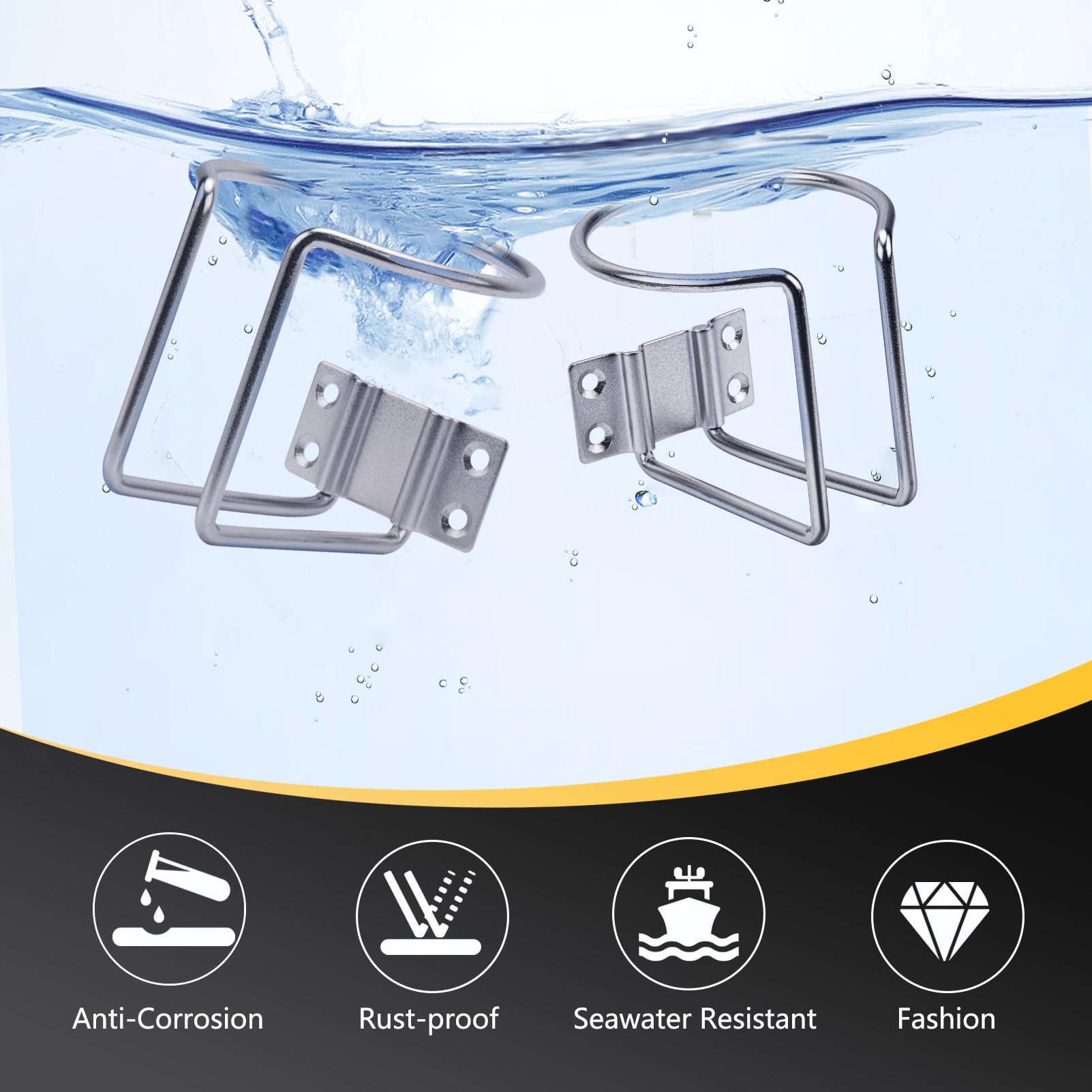Marinebaby 4-Pack Stainless Steel Universal Boat Cup Holders - Durable Drink Holders for Boats, Trucks, RVs, Tractors & Outdoor Swings - Perfect for Marine, Camping, Road Trips & Backyard Relaxation