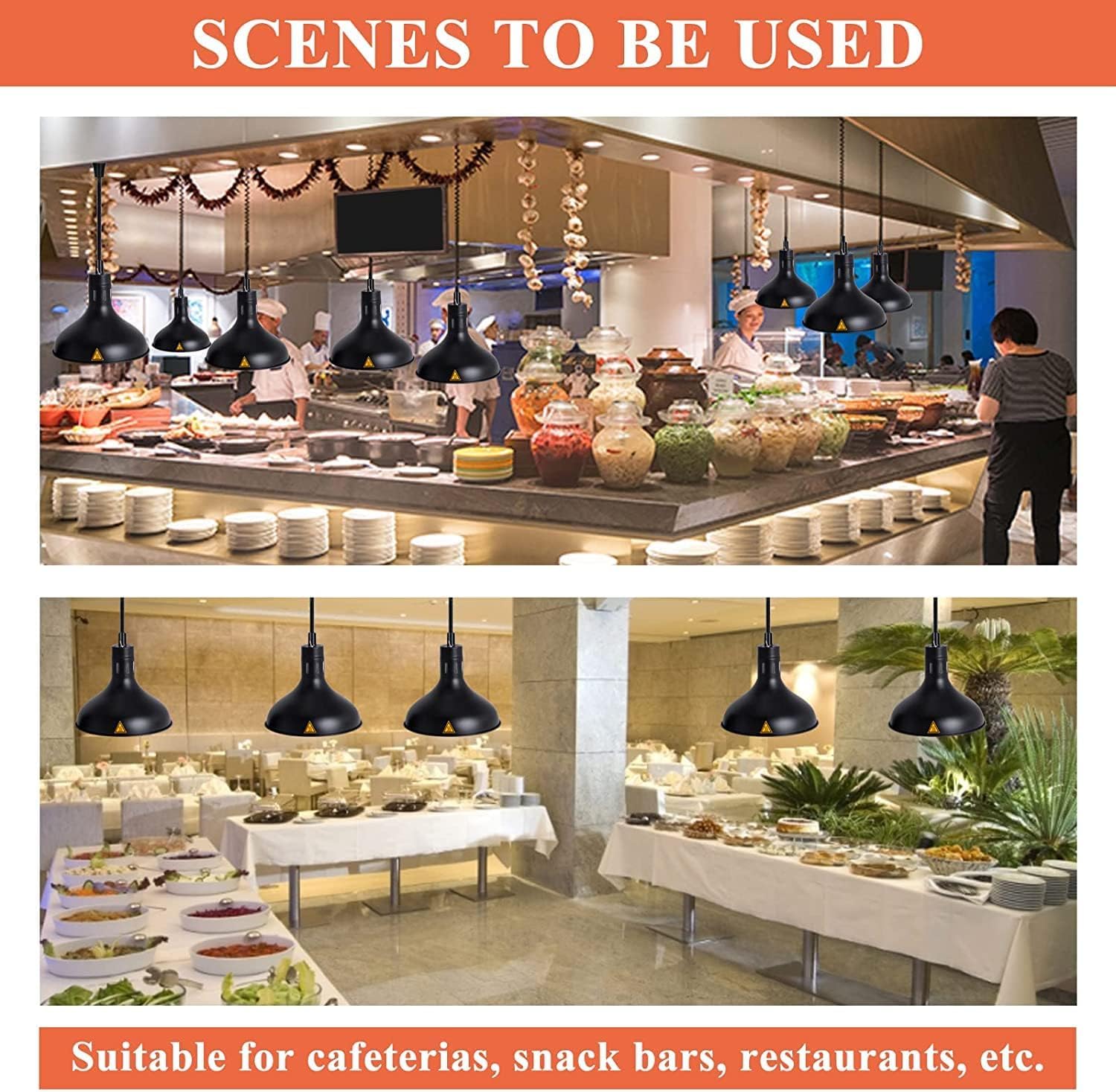 Commercial Food Heat Lamp - Adjustable Hanging Buffet Warmer for Restaurants, Catering & Events - Gold Finish Food Preservation Chandelier - Perfect for Buffets, BBQ Parties & Food Display Stations
