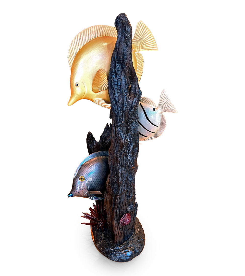 Handcrafted Koa Wood Sculpture - Natural Neighbors Hawaiian Art Decor | Perfect for Home, Office & Gift Giving