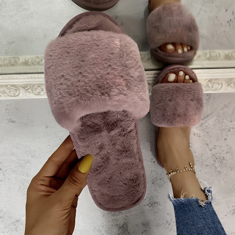 Women's Soft Open-Toe Plush Slippers - Cozy House Shoes for Relaxing at Home, Spa Days & Lounging