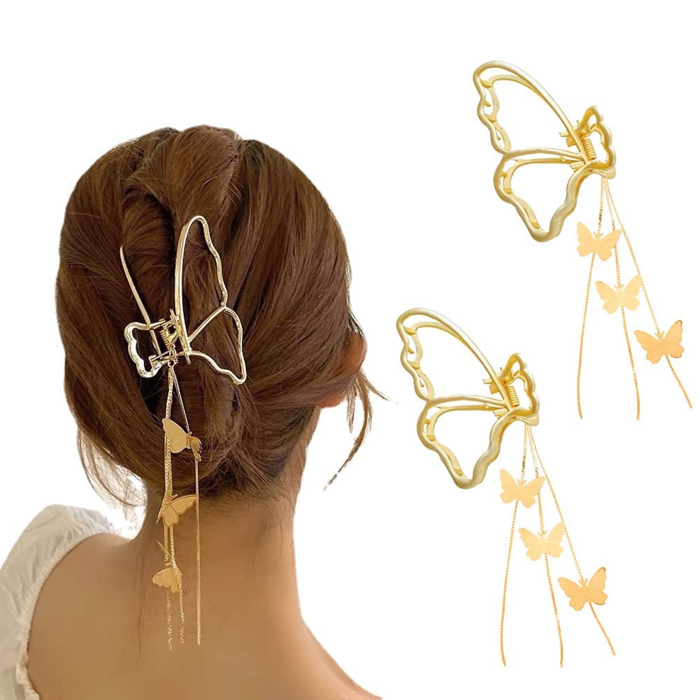 1PCS Butterfly Hair Clips - Metal Hair Claw Clips with Tassel, Strong Hold Hair Styling Clips for Women & Girls, Perfect for Parties, Weddings & Everyday Use