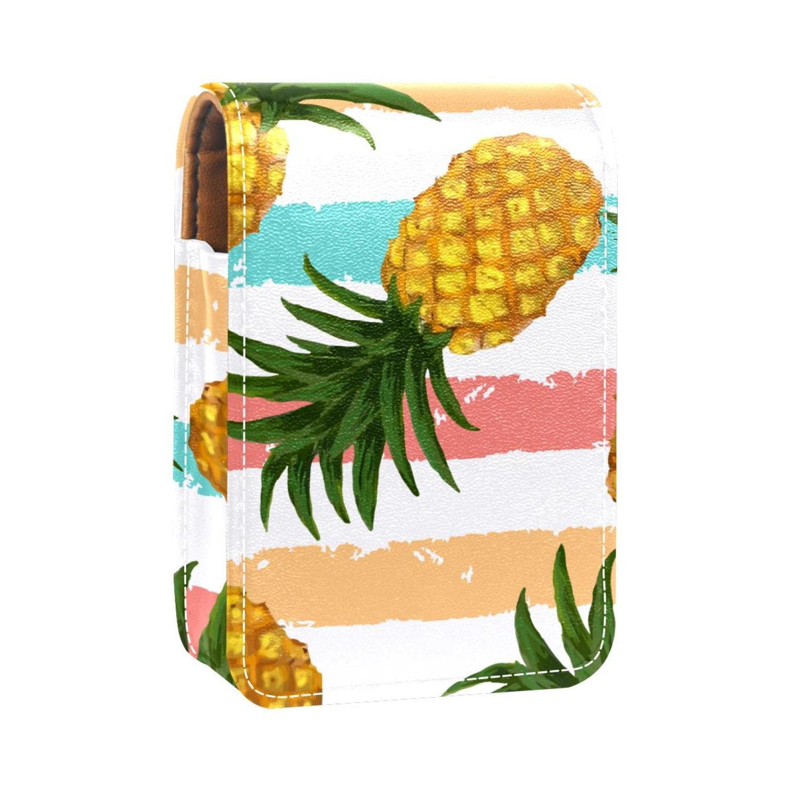 Personalized Lipstick Case - Portable Makeup Bag & Cosmetic Pouch Organizer with Hand-Drawn Pineapple Pattern | Perfect for Travel, Gift, and Daily Makeup Storage