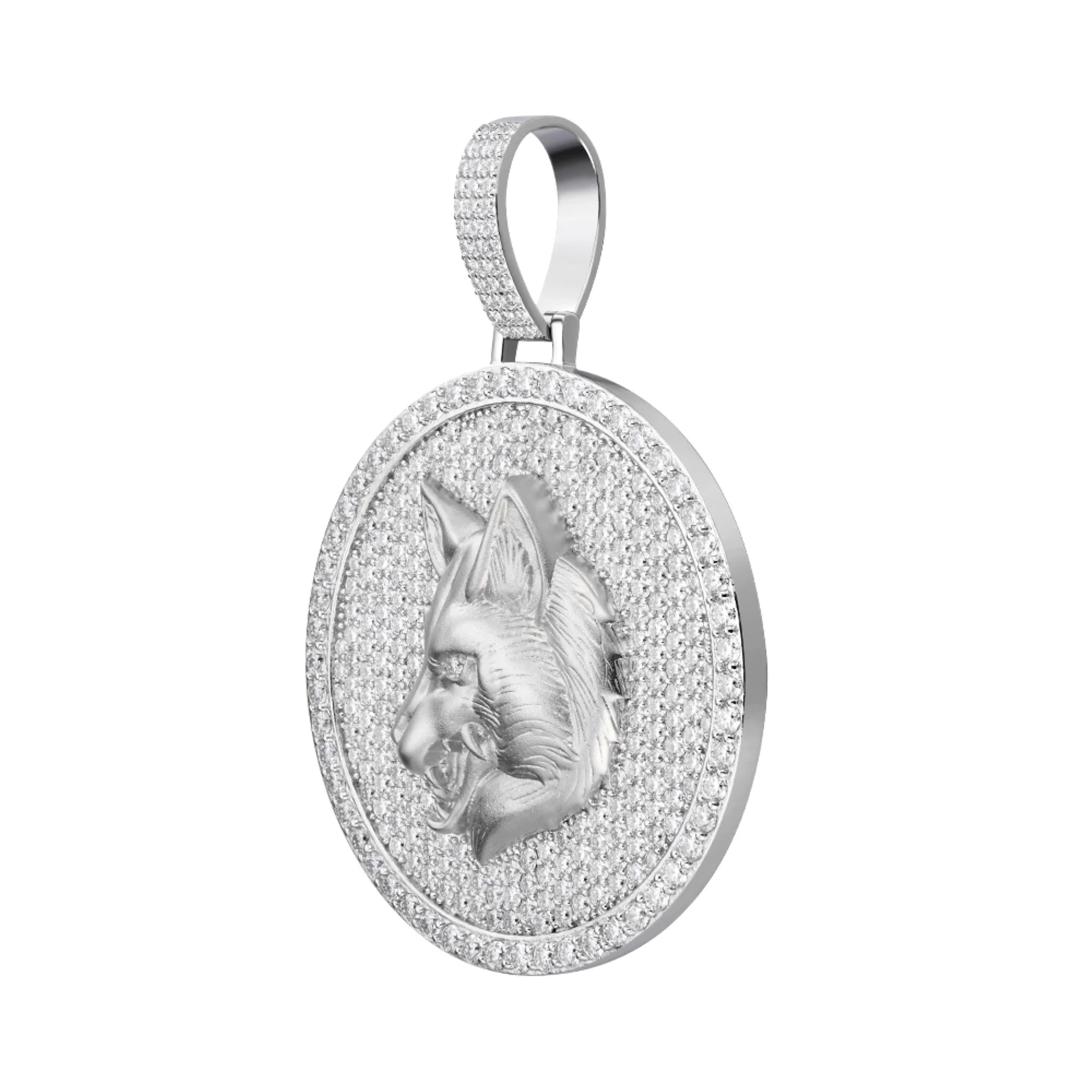 Moissanite Wolf Pendant Necklace - 925 Sterling Silver Animal Medallion for Men & Women - Perfect for Gifts, Everyday Wear & Special Occasions