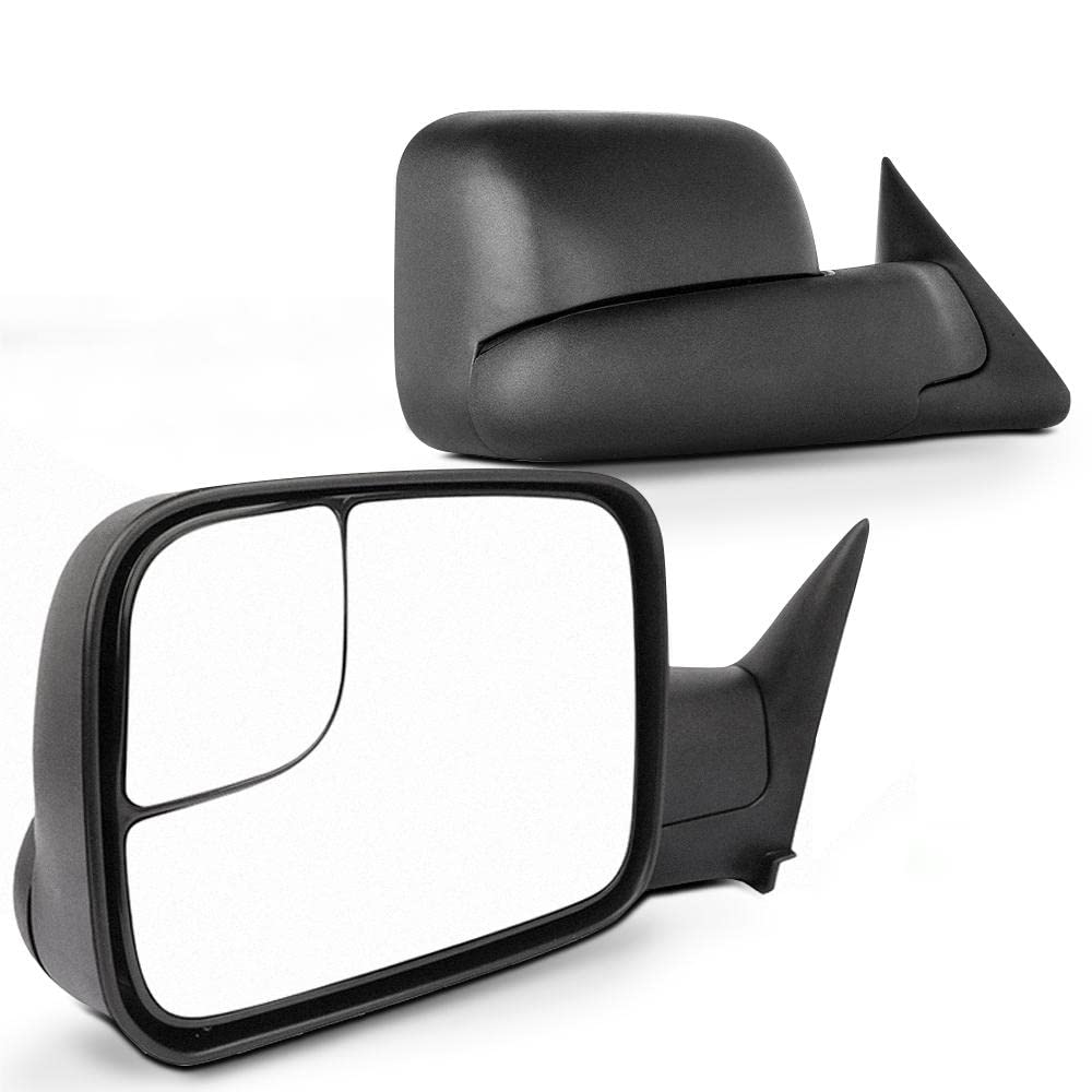 SCITOO Black Power-Adjustable Towing Mirrors for 1994-1997 Dodge Ram 1500/2500/3500 Trucks - Pair (LH & RH) | No Heat/No Turn Signal | Enhanced Visibility for Towing & Off-Roading