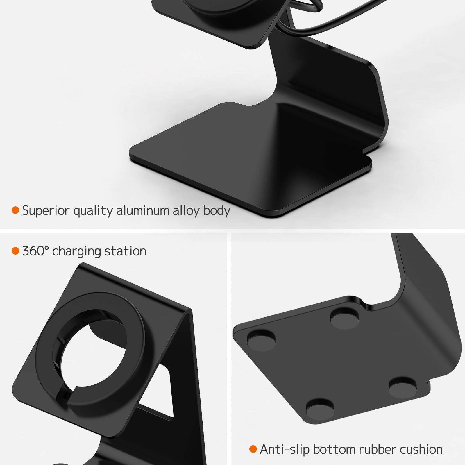 Premium Aluminum Charging Stand for Google Pixel Watch 3/2 & Fitbit Ace LTE - Fast Wireless Charger Dock Station | Perfect for Home, Office & Travel Accessories (Black)
