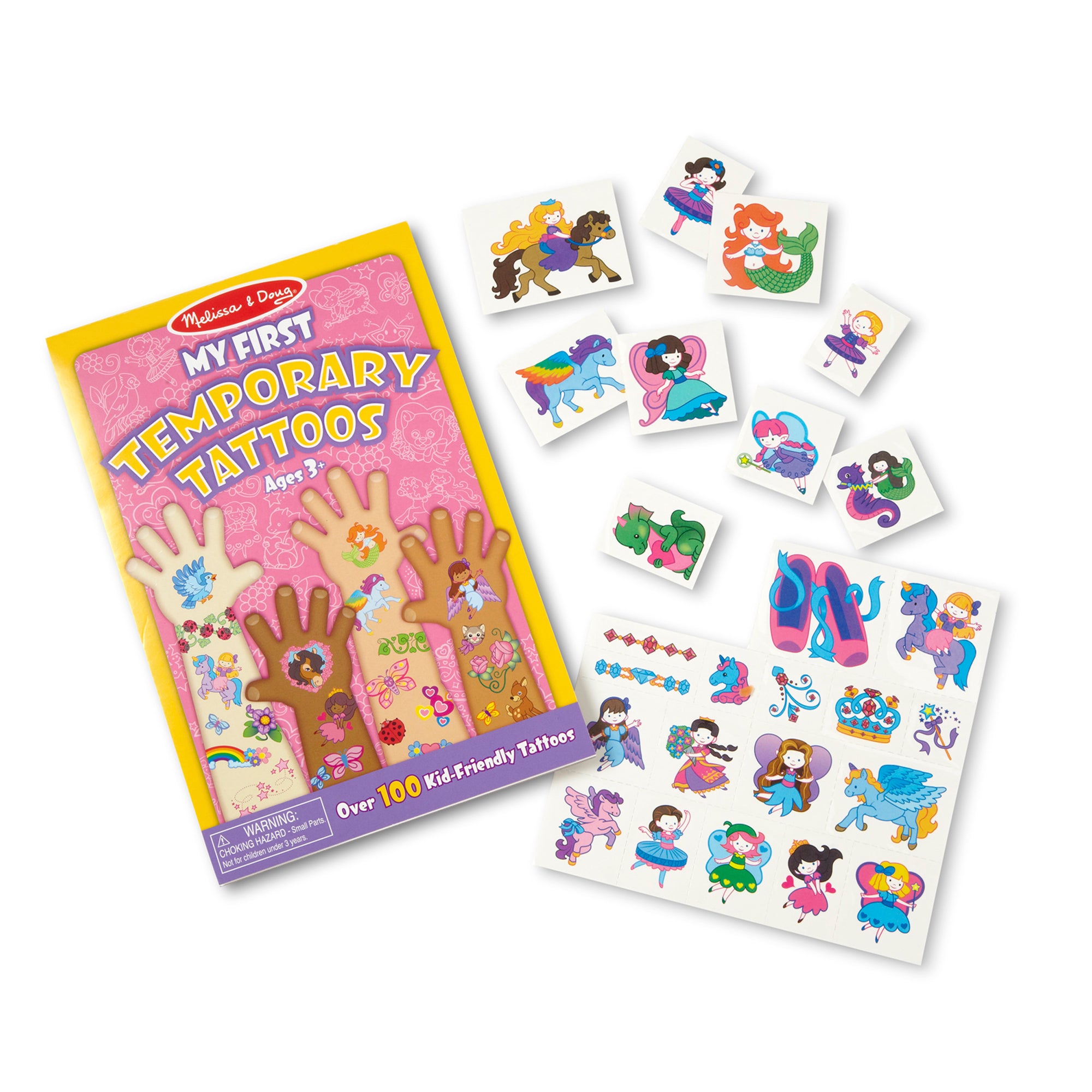 My First Temporary Tattoos for Kids - Pink Floral Waterproof Fake Tattoos | Fun Party Favors, Birthday Gifts & Costume Accessories
