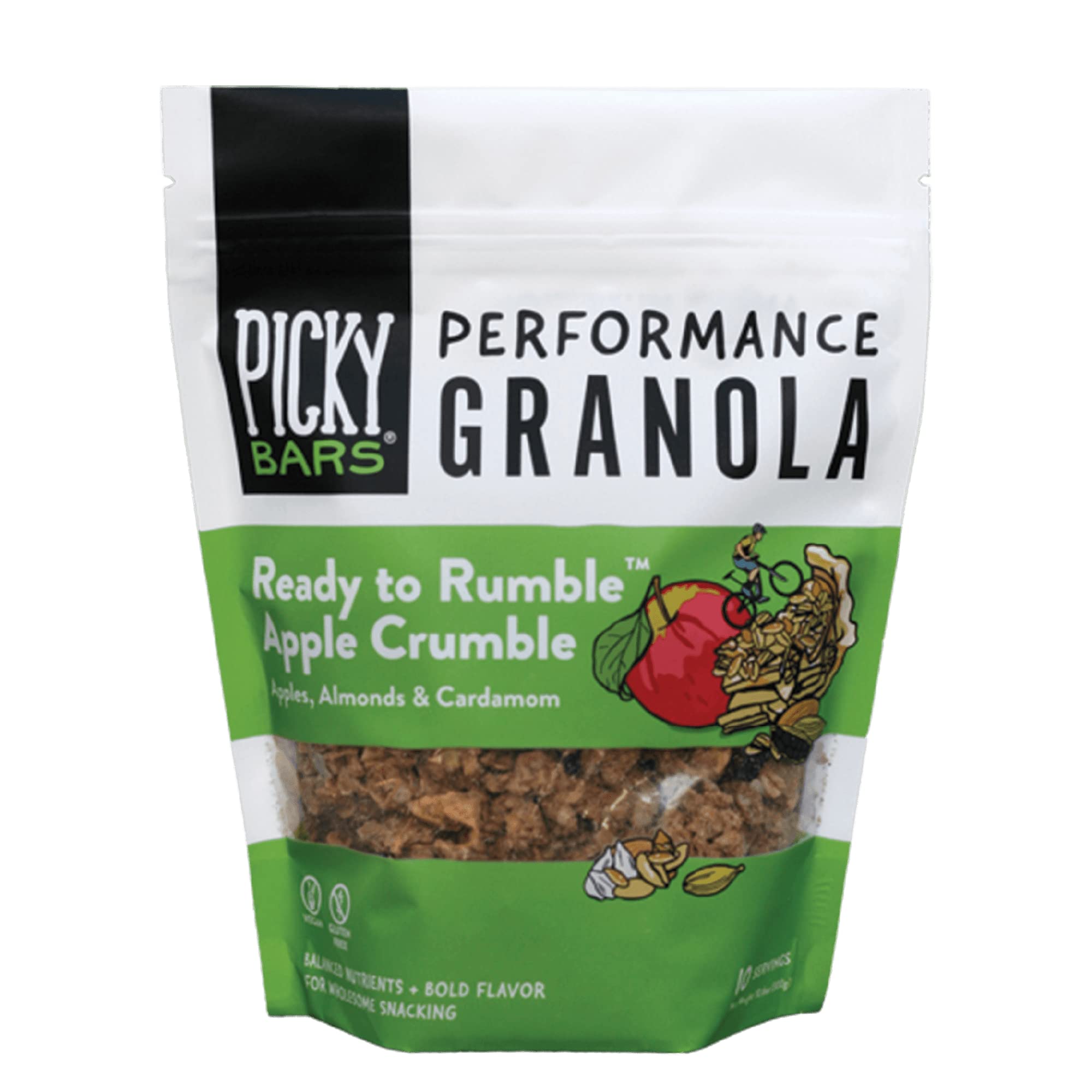 Picky Bars Performance Protein Granola - Gluten Free, Non-GMO, Vegan, Apple Crumble Flavor - 10.6 Oz (10 Servings) | High Protein Snack for Athletes, Hiking & Post-Workout Recovery