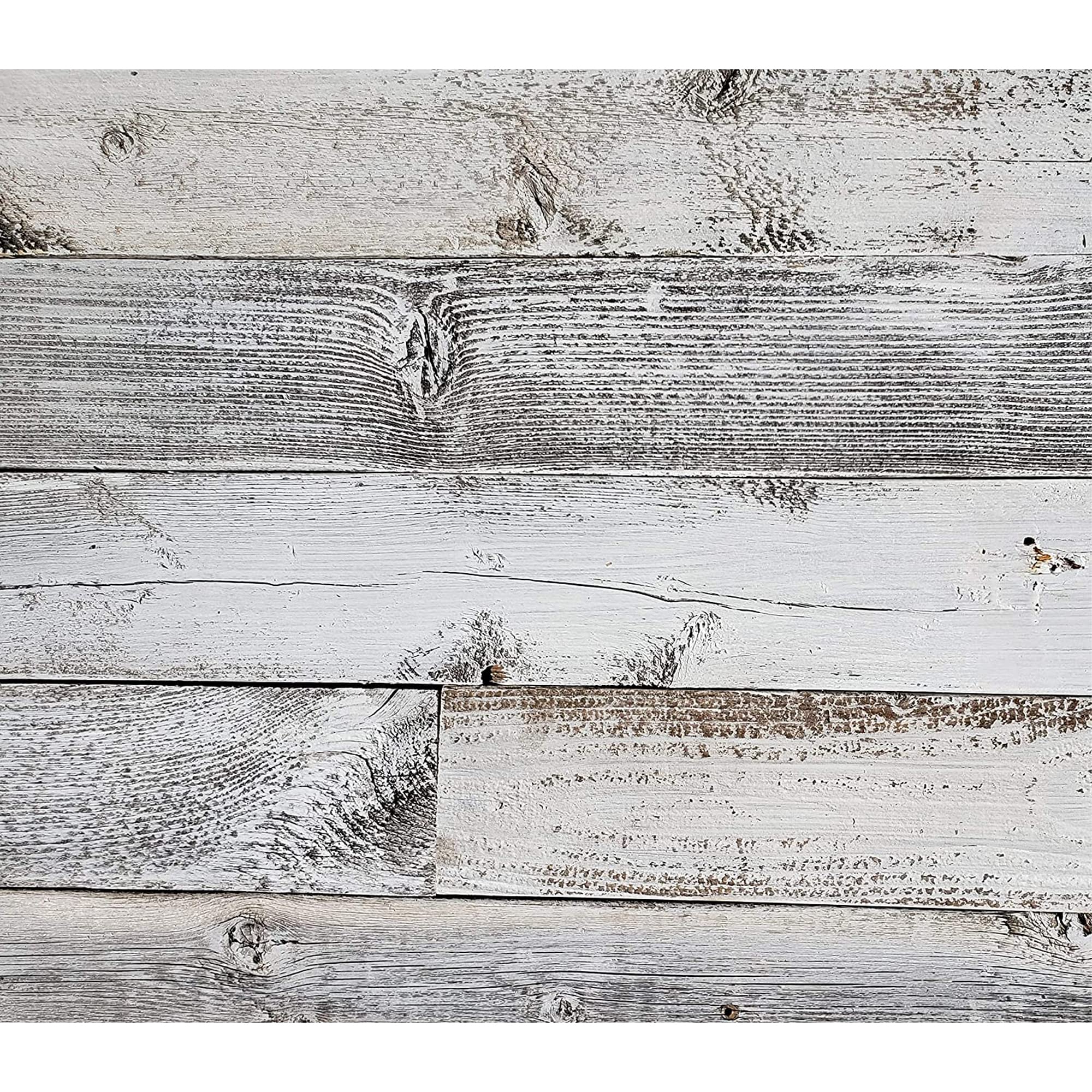 Rockin' Wood Real Wood Peel & Stick Wall Panels - 2ft & 4ft Rustic Reclaimed Barn Wood Planks - White Wash Finish (23 Sq Ft) - Perfect for Accent Walls, Home Decor, and DIY Interior Design Projects
