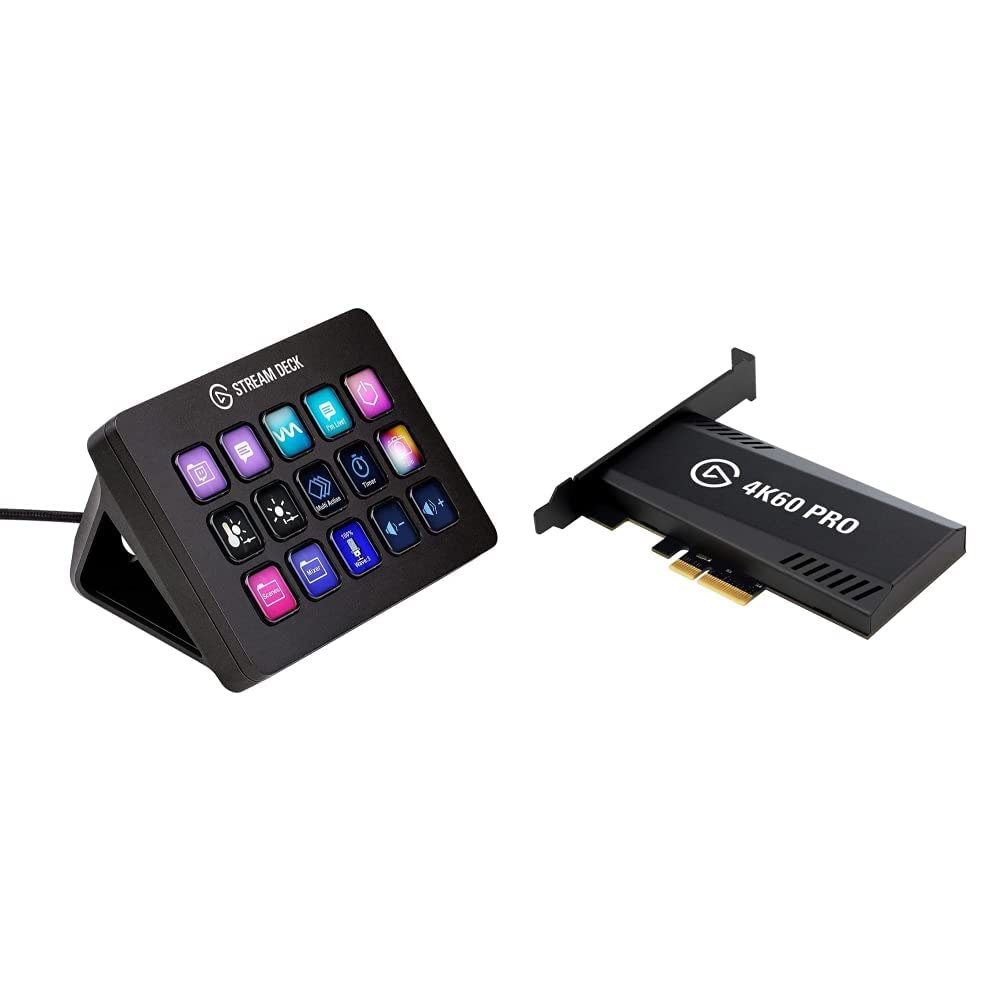 Elgato Stream Deck MK.2 Studio Controller & 4K60 Pro MK.2 Internal Capture Card - Stream & Record 4K60 HDR10 with Ultra-Low Latency for PS5, PC, Xbox | Perfect for Live Streaming, Gaming, and Content Creation