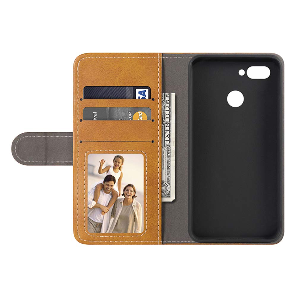 Premium Leather Wallet Case for Gionee S11 Lite & F6 - Slim Flip Cover with Card Slots & Magnetic Closure, Soft TPU Back Protection (Black) | Perfect for Business, Travel & Everyday Use