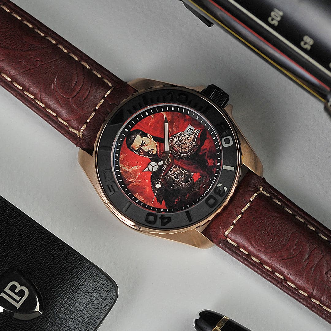 AG Collective The Regal San Guo Series Red Dial Leather Strap Men's Watch G 8040 SAN REG - Luxury Chinese-Inspired Timepiece for Business, Formal Events & Collectors