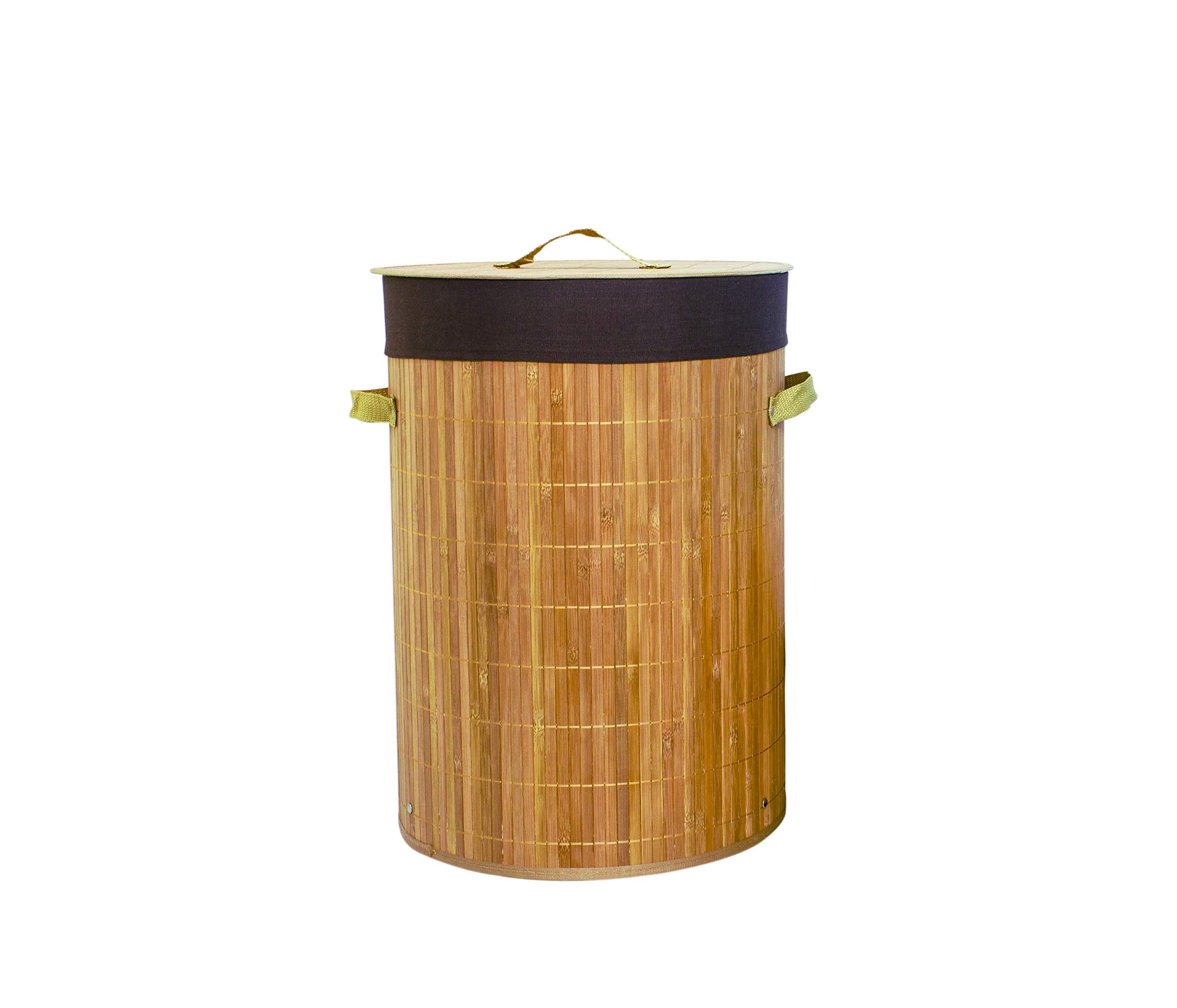 3-Pack Bamboo Round Wicker Laundry Hampers - Foldable Clothes Storage Baskets & Organizers for Bedroom, Bathroom, or Dorm - Eco-Friendly Woven Bin Set for Dirty Clothes & Towels