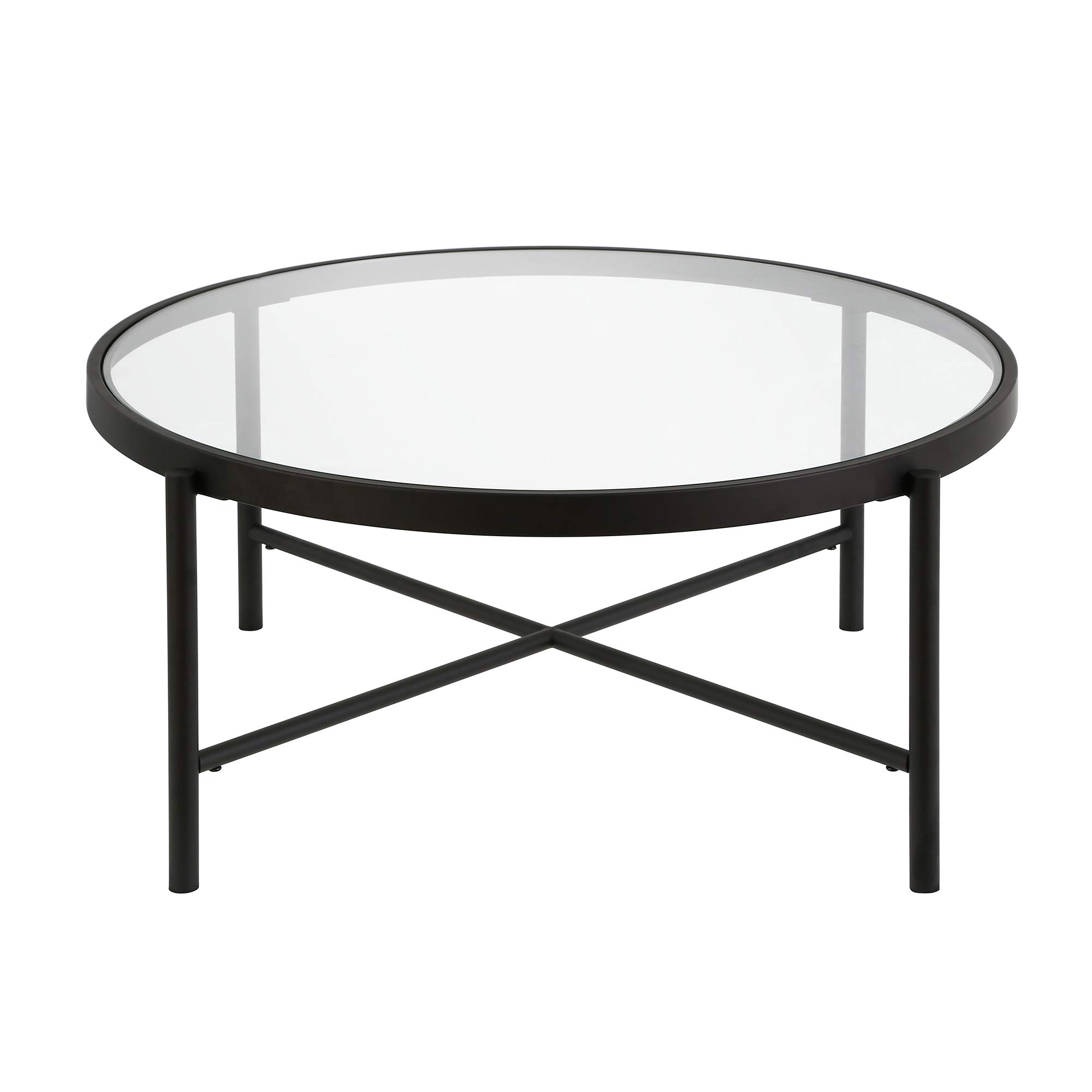 Duxbury 36 Inch Wide Round Coffee Table in Blackened Bronze Finish - Perfect for Living Room, Lounge & Modern Home Decor