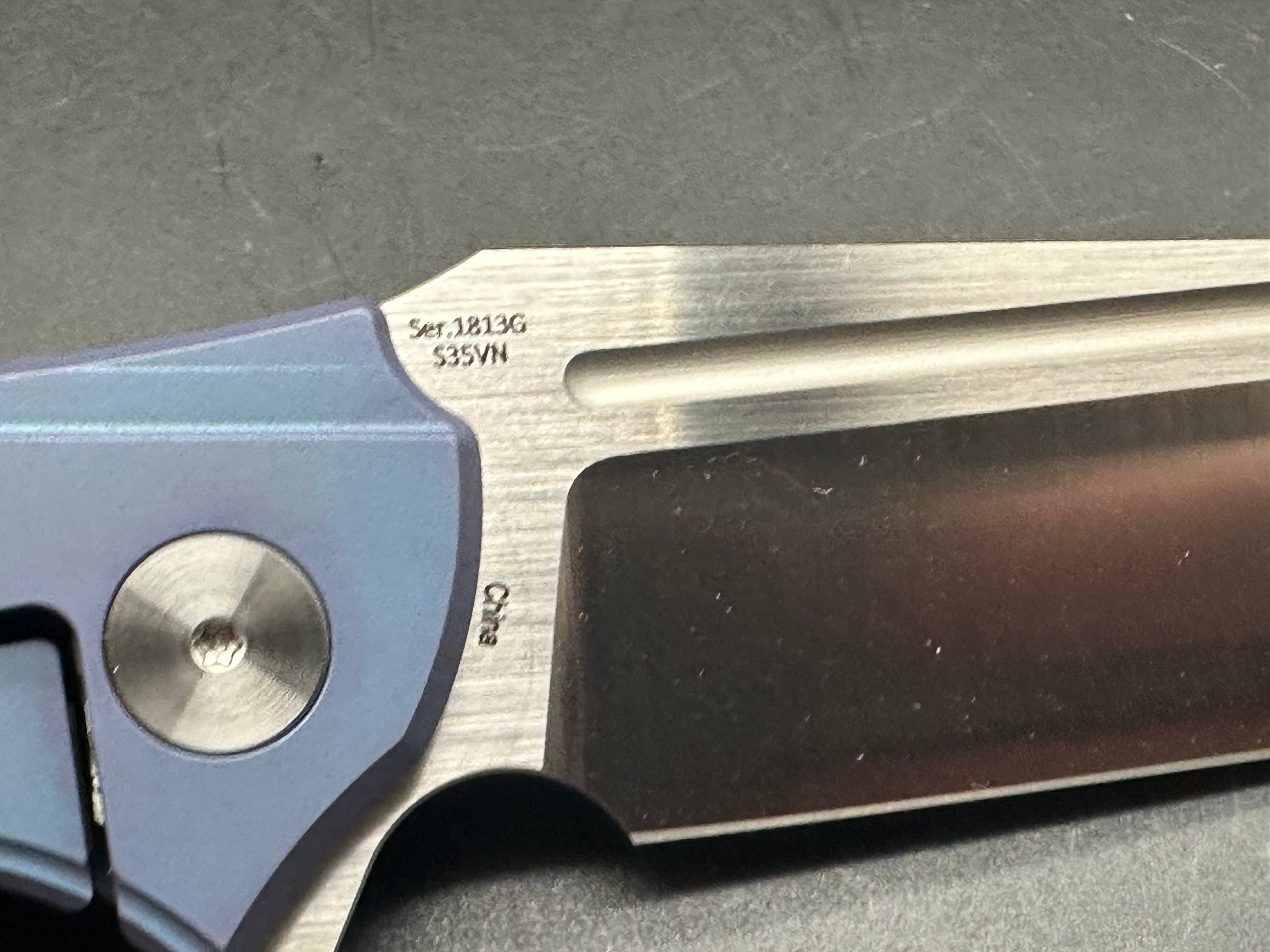 Artisan Cutlery Apache S35VN Wharncliffe Folding Knife - Satin Finish, Blue Titanium Handle with Carbon Fiber Inlays - EDC, Outdoor, Camping & Survival Tool