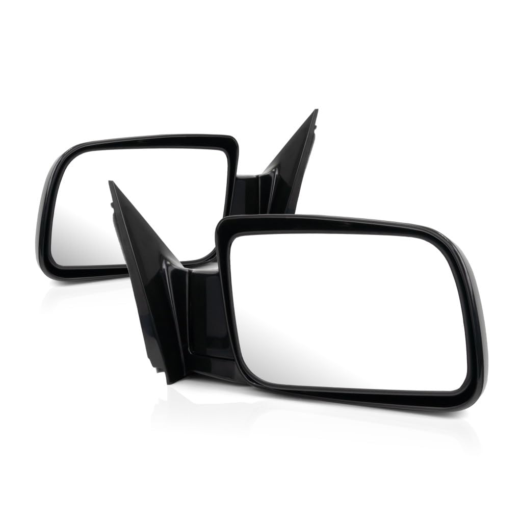 GMC K1500 1999 Replacement Door Mirrors - Manual Folding Gloss Black Pair (Driver & Passenger Side) | Non-Heated | OEM GM1320140, GM1321140 | 15764759, 15764760 | Perfect for Off-Roading & Daily Driving