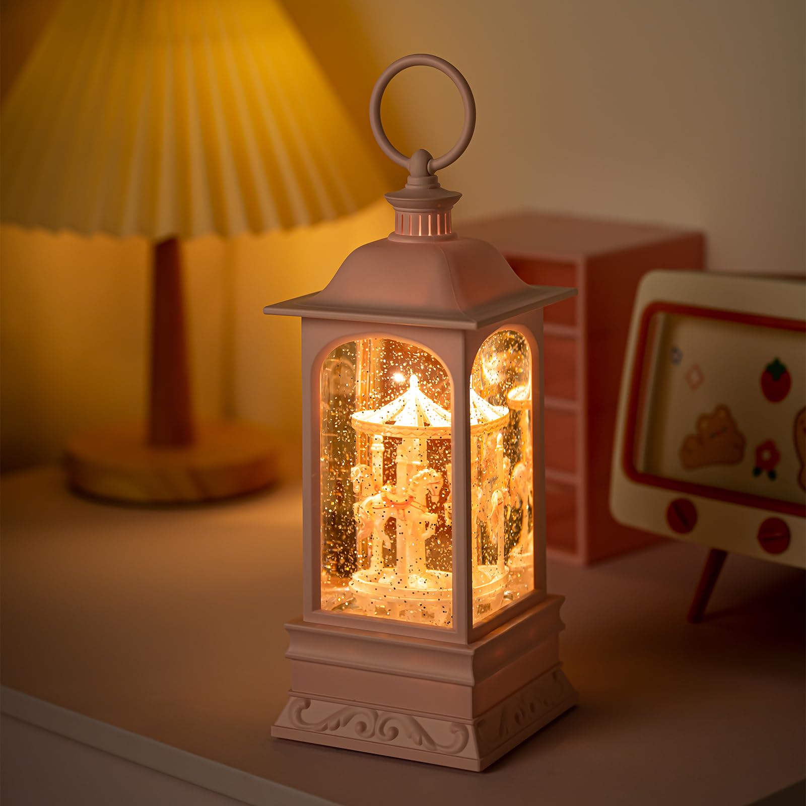 LOVE FOR YOU Glitter Snow Globe Lantern Music Box with LED Lights - Carousel Horse Decor for Girls, Women, Kids | Christmas Birthday Gift for Daughter, Sister, Mom, Grandma | Perfect for Bedroom Decor, Nursery, Wedding Centerpiece & Holiday Home Decoration