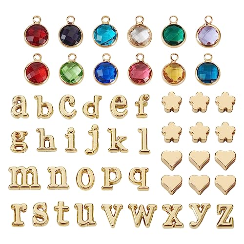 12 Colors Flat Round & Golden Letter