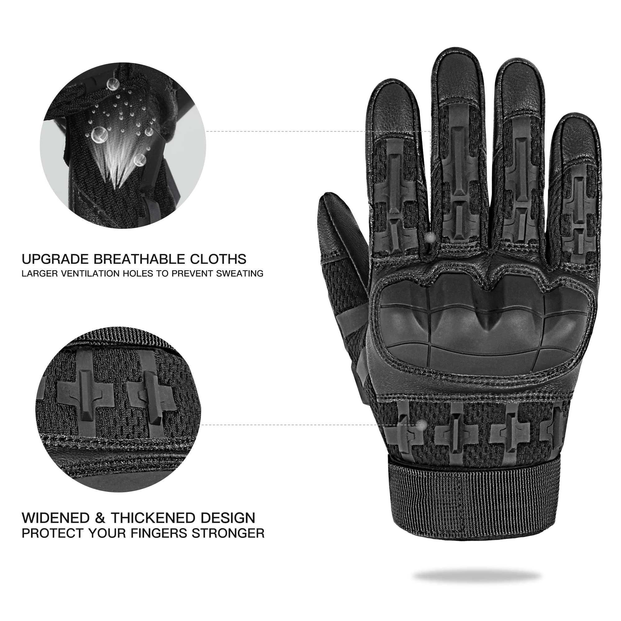 Men's Touchscreen Winter Gloves - Full Finger Motorcycle & Cycling Gloves for Outdoor Activities, Hiking, Camping - Cold Weather Protection & Phone Compatibility