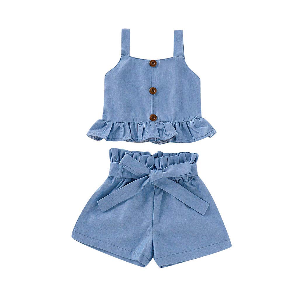 Adorable Baby Girl Outfits - Ruffle Vest & Bow Top with Shorts Set | Toddler Clothes for Playdates, Parties & Everyday Wear