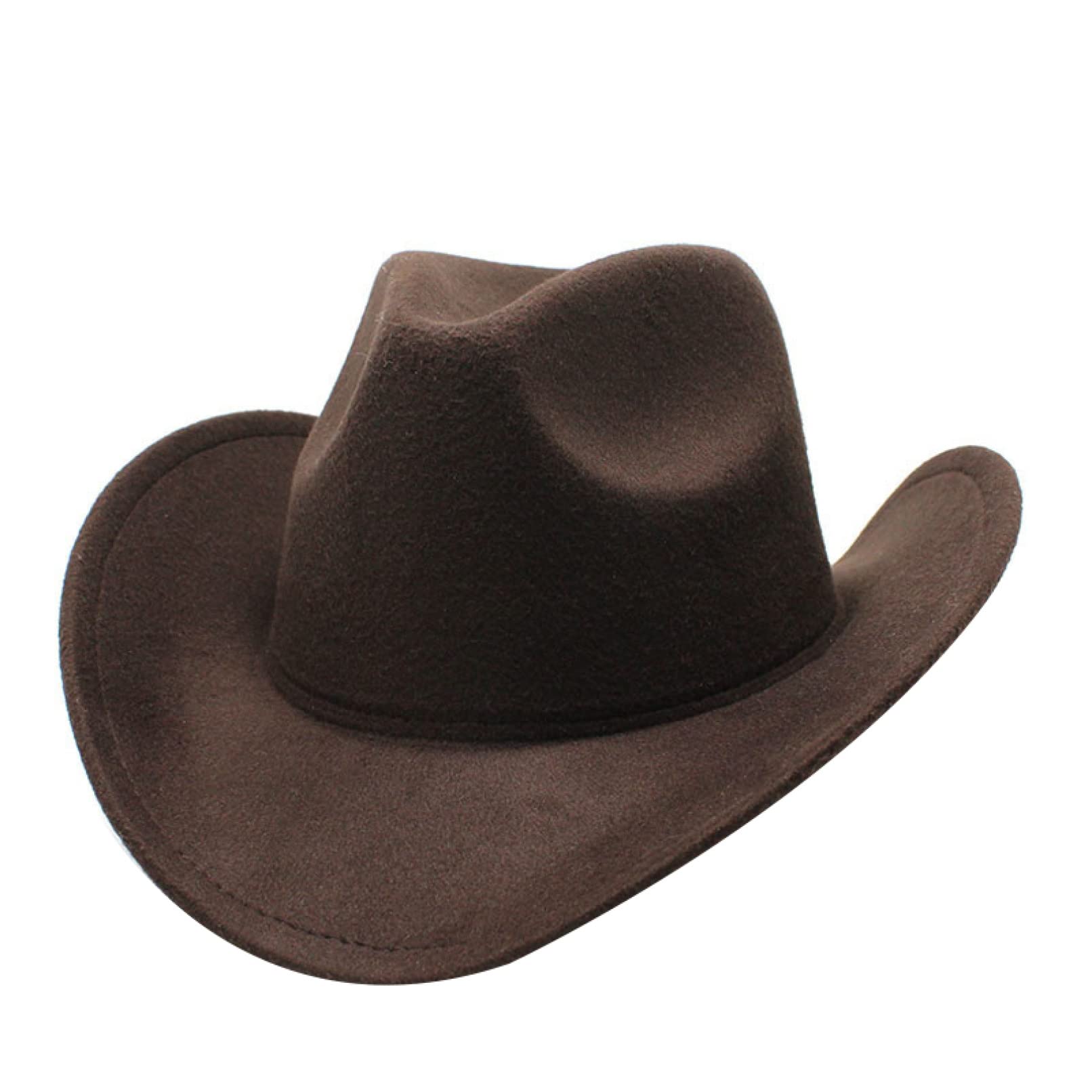 Roll-Up Felt Cowboy Hat for Men & Women - Wide Brim Fedora Style Cowboy Cap, All-Season Outdoor Wear, Coffee Brown - Perfect for Rodeo, Country Music Festivals & Western Fashion
