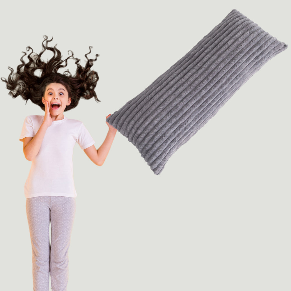 MAXYOYO Ultra Soft Striped Faux Fur Body Pillow for Adults - 20x54 Inch Grey Large Hugging Pillow - Perfect for Sleeping, Lounging & Pregnancy Support