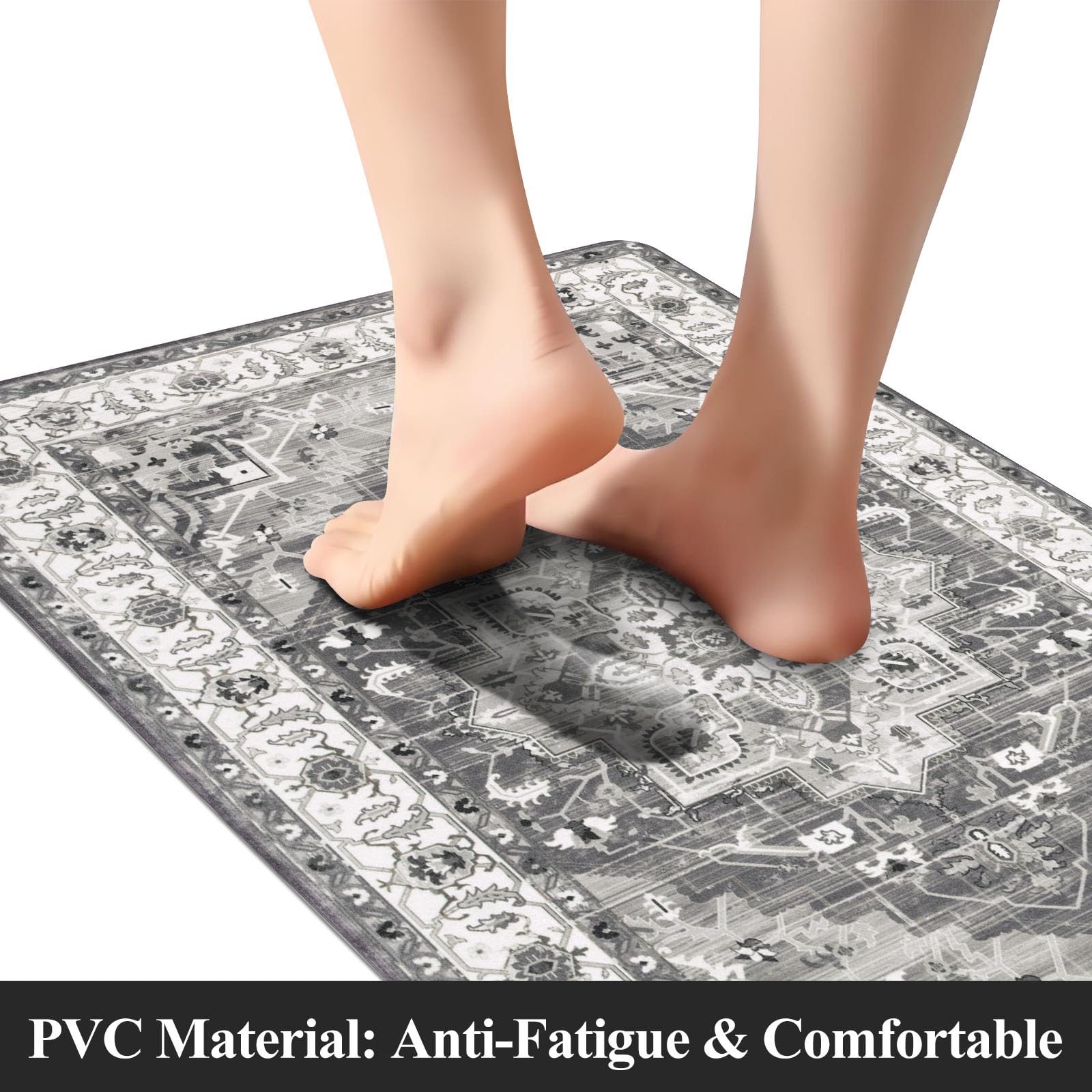 3-Piece Anti-Fatigue Kitchen Rug Set - Non-Slip Waterproof Cushioned Floor Mats for Home, Office, Sink & Laundry - Comfort Standing Mat Runner for Pain Relief & Long Hours Cooking