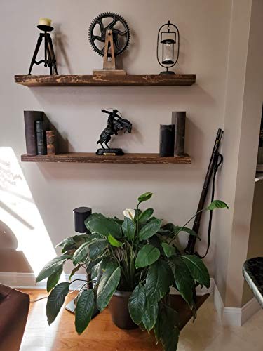 Joelsantiques Floating Shelves - Natural Wood Wall Shelf for Bathroom, Kitchen, Bedroom Decor - Medium Brown 2