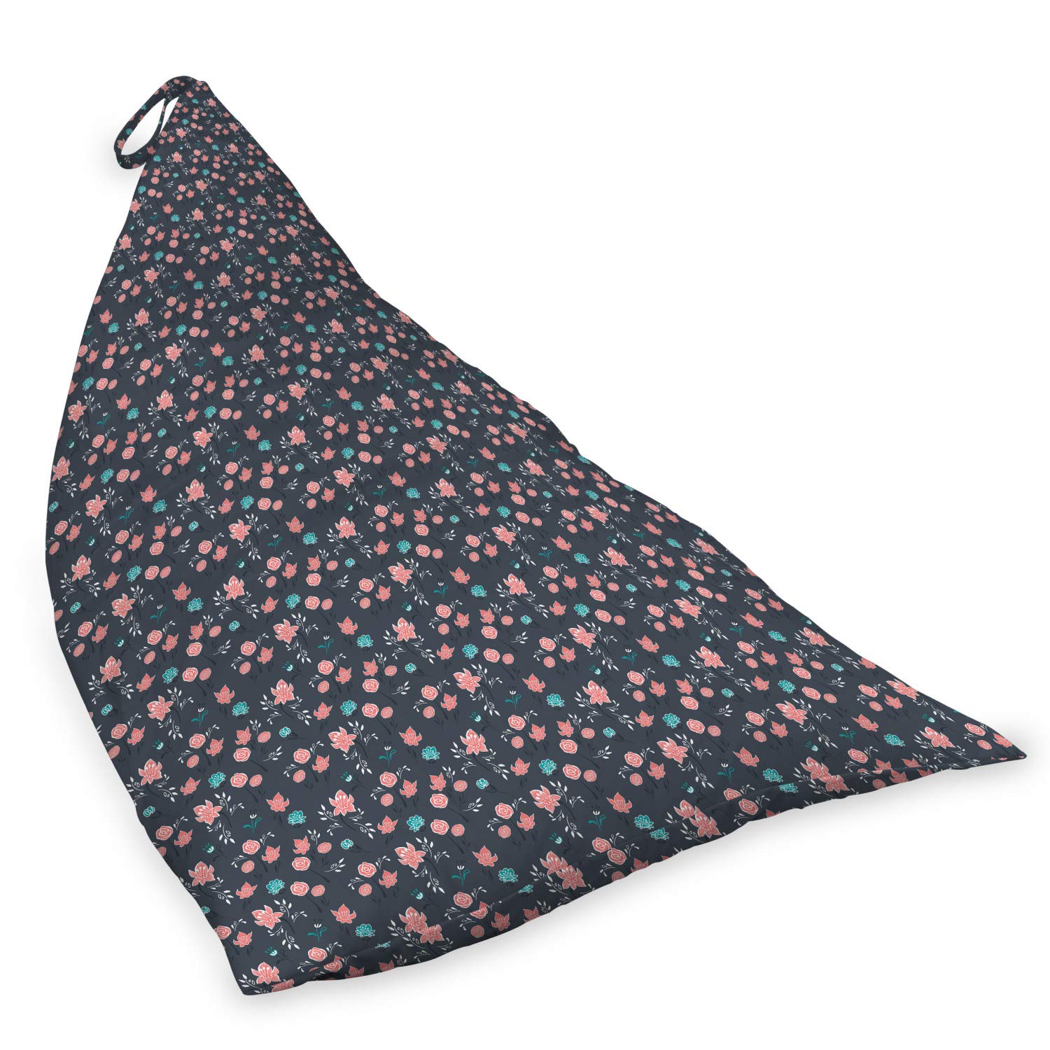 Ambesonne Floral Lounger Chair Cover - Romantic Flower Bouquet & Lily Branch Pastel Design, Large Capacity Storage Bag with Handles for Outdoor Furniture, Coral Grey Turquoise - Perfect for Patio, Garden & Poolside Use