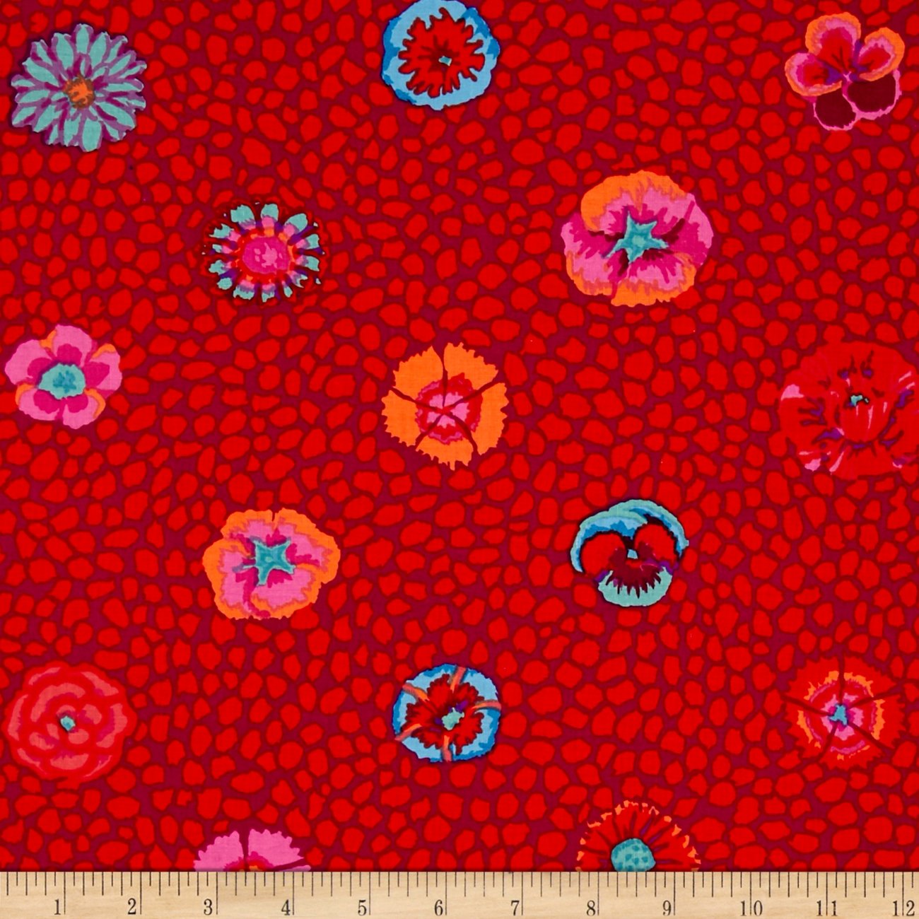 Kaffe Fassett Guinea Flower Red Fabric by the Yard - Premium Cotton Quilting Material for DIY Crafts, Home Decor & Sewing Projects