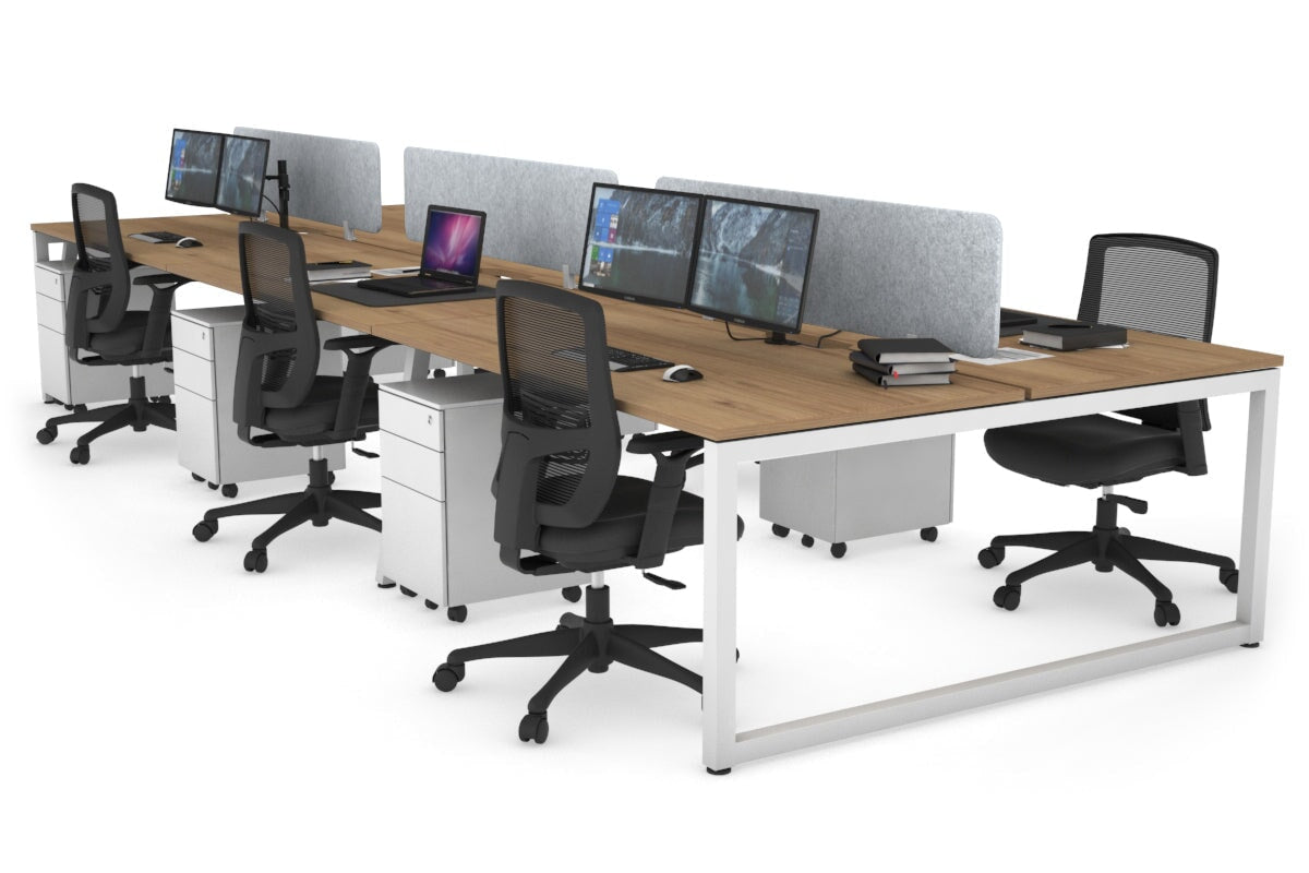 Quadro Loop Legs 6-Person Office Workstation Desk - 1800L x 800W with Cable Management | Modern Collaborative Workspace Solution for Team Projects & Open Office Layouts