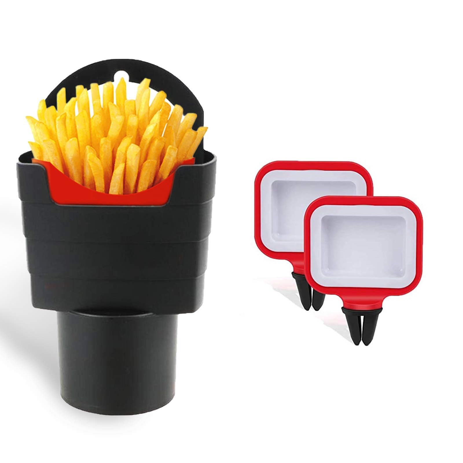 2 Pack Car Sauce Holder with Vent Clip - French Fry & Condiment Holder for Fast or Bumpy Driving | Perfect for Road Trips, Fast Food & Mess-Free Eating On-The-Go