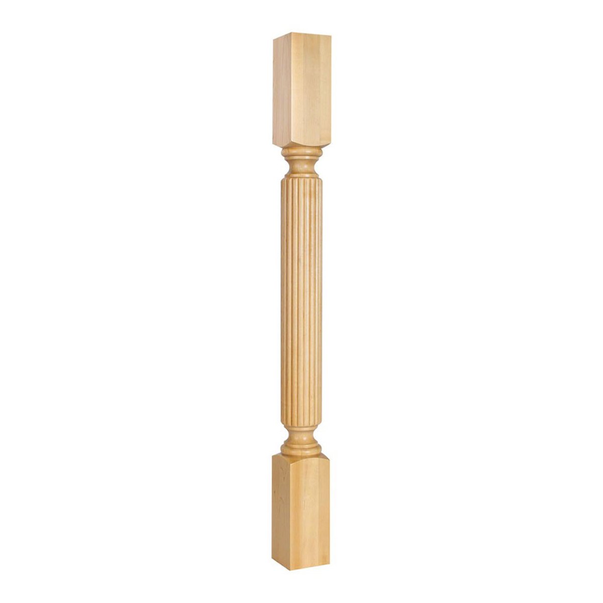 Hardware Resources 3x3x35.5 Inch Rubberwood Post with Reed Pattern - Durable Wooden Column for DIY Furniture, Home Decor, and Outdoor Projects
