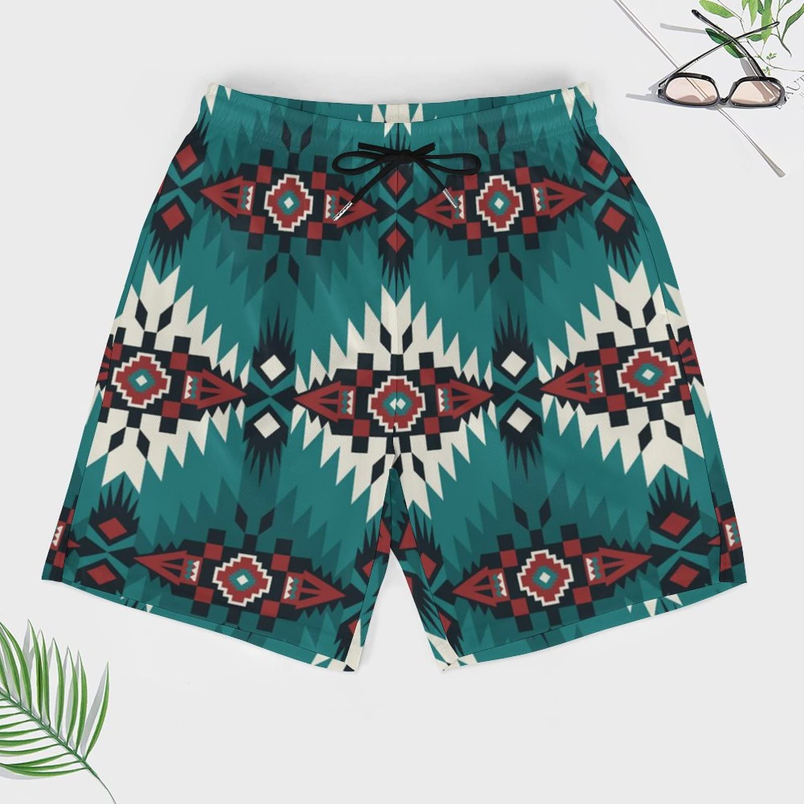 Men's 2-in-1 Running & Swim Shorts - Quick Dry Gym Athletic Shorts with Pockets | Native Southwest American Indian Aztec Navajo Design | Perfect for Swimming, Workouts, Beach & Outdoor Activities