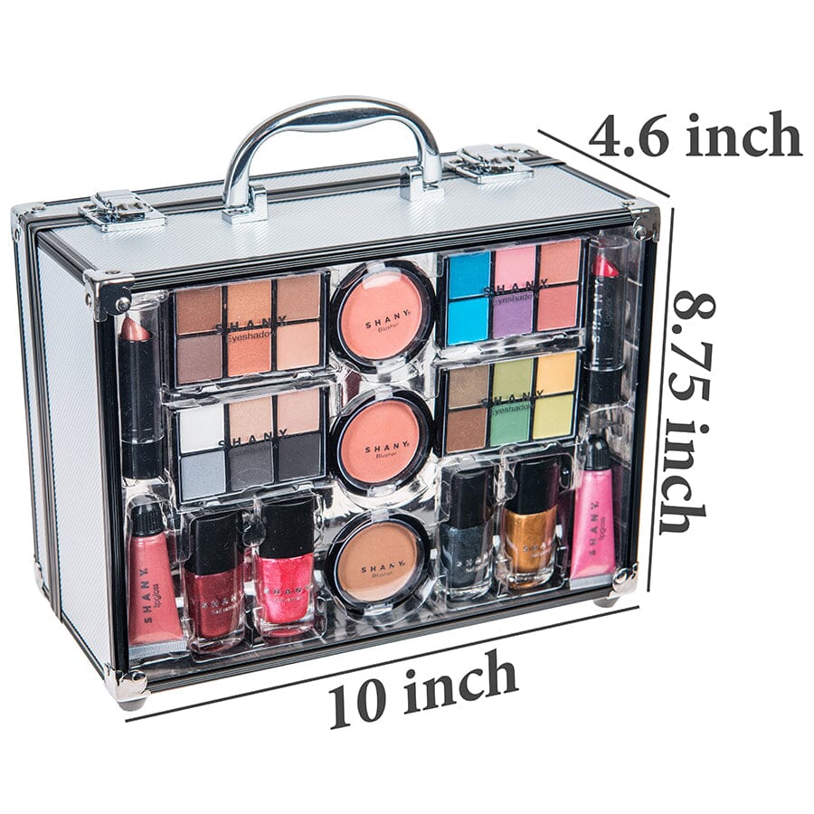 Premium Silver Carry All Trunk Makeup Set - Perfect for Travel, Professional Makeup Artists & Home Vanity Organization