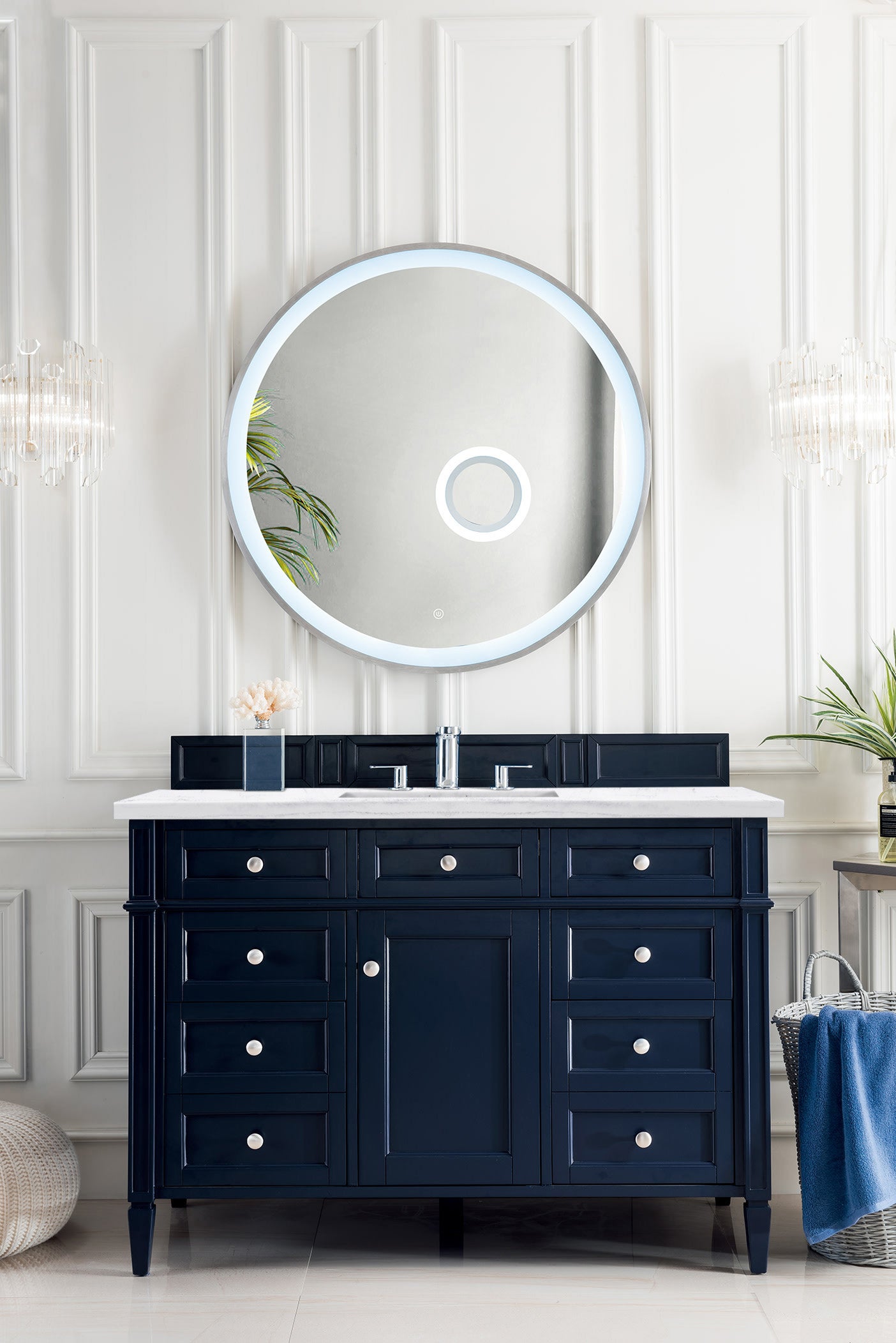 Brittany 48-Inch Single Bathroom Vanity in Victory Blue with 3CM Arctic Fall Solid Surface Top - Perfect for Modern Home Bathroom Renovation