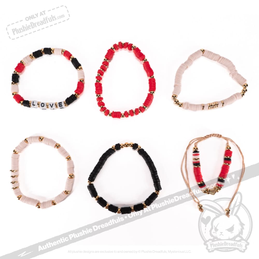 Plushie Dreadfuls Love Rabbit Stacking Friendship Bracelet - Cute Bunny Charm Bracelet for Best Friends, Couples & Teens - Perfect for Valentine's Day Gifts, Birthday Presents & Everyday Wear
