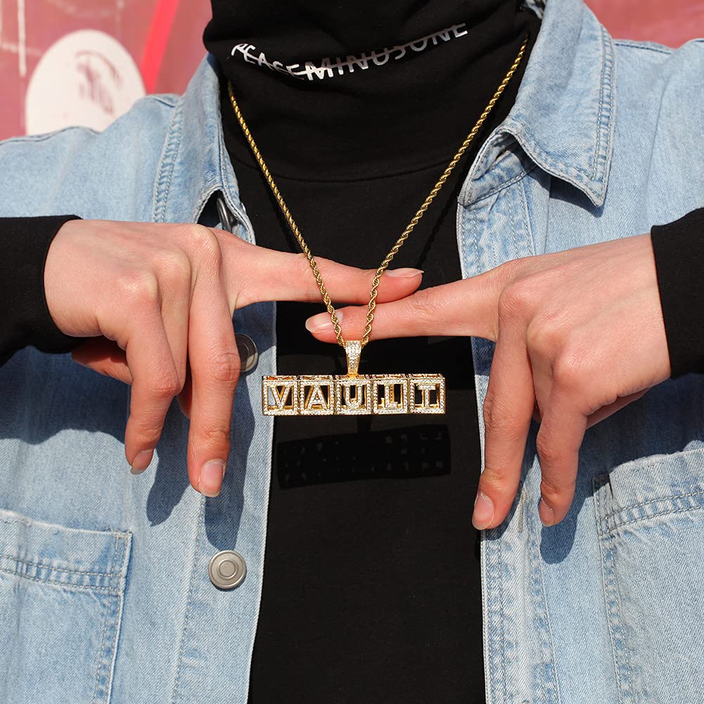 Custom Personalized Cube Dice Letter Pendant Chain - Hip Hop Simulated Diamond Necklace for Men & Women | Iced Out Name Jewelry Gift for Birthday, Anniversary & Hip Hop Fashion Accessories