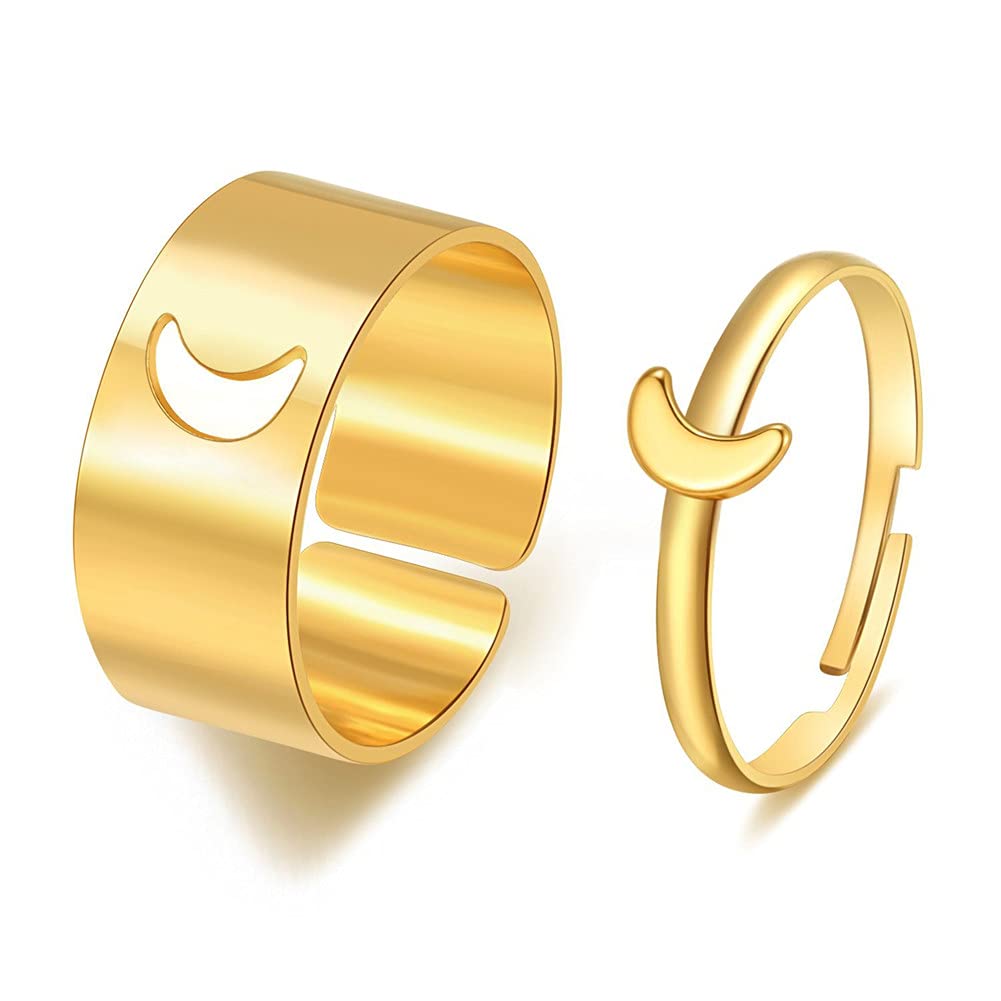 Best Friends BFF Rings for Couples - Matching Love Heart Moon Star Planet Promise Rings for Women & Men - Perfect for Anniversaries, Valentine's Day & TikTok Y2K Jewelry Trends