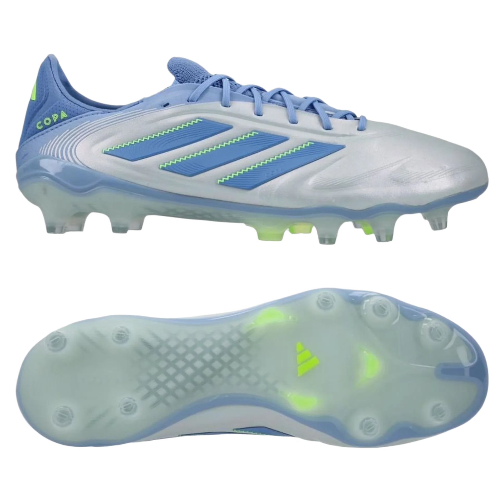 Adidas Copa Pure III Elite FG Soccer Cleats - Blue/Lucid Lemon for Men | High-Performance Football Shoes for Firm Ground | Perfect for Matches & Training
