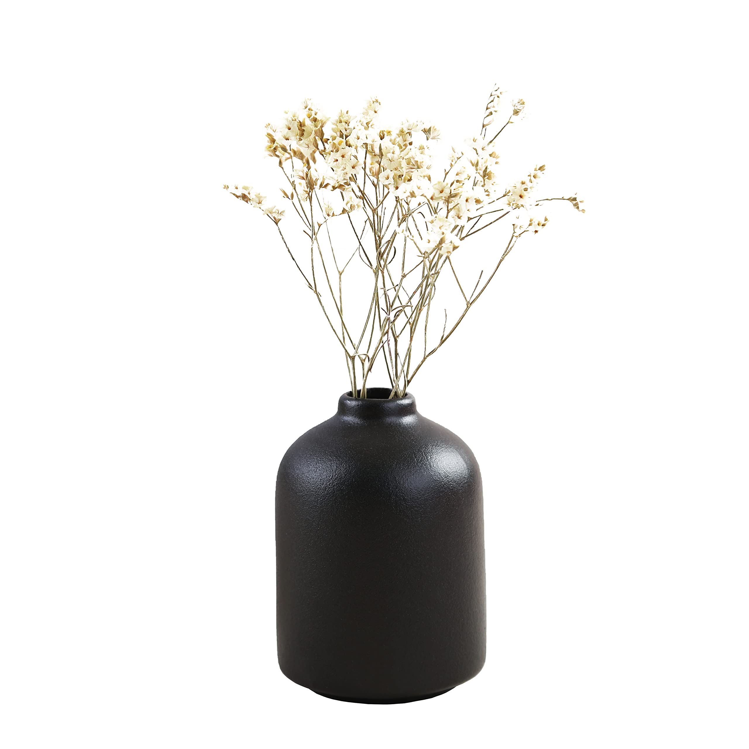 Handmade Black Ceramic Vase for Home Decor - Elegant Flower Vase for Dried Flowers, Living Room Centerpiece, Wedding & Photo Shoot Props | Perfect for Boho, Farmhouse & Modern Interior Design