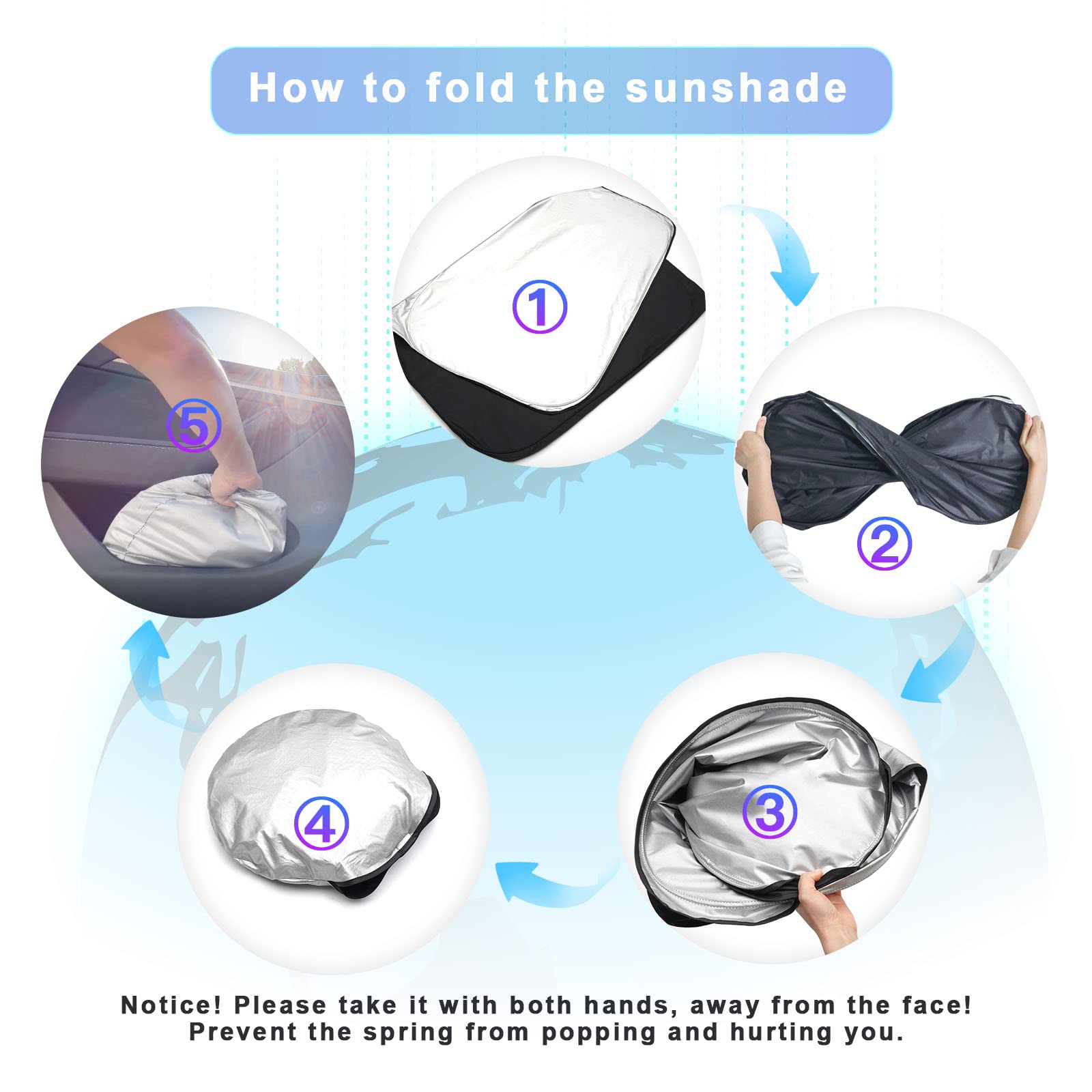 SXCY Foldable Windshield Sunshade for Hyundai Ioniq 5 2022-2025 - UV Ray Protection Car Sun Shield | Perfect for Summer Parking & Road Trips